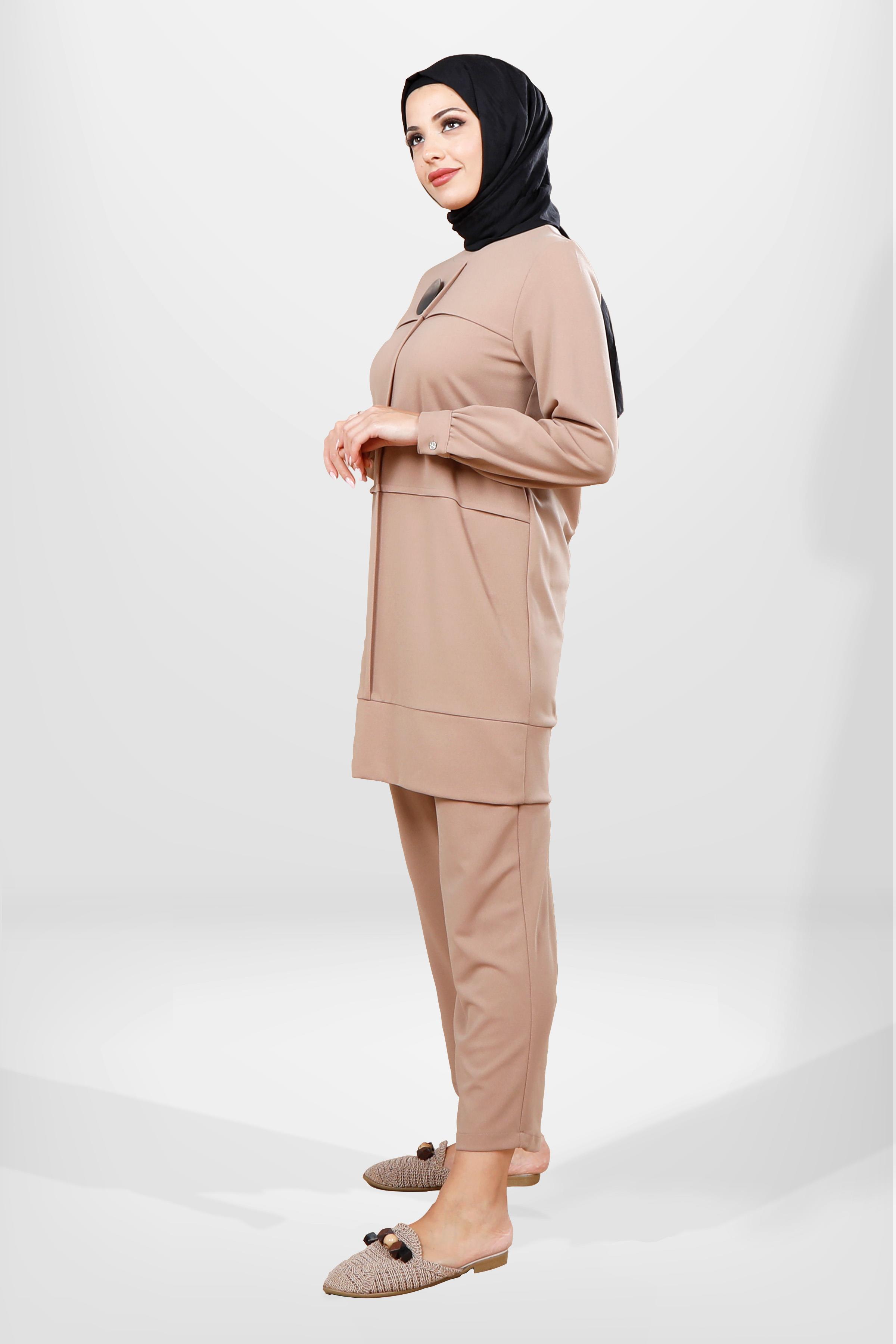 Beyza-4064 TUNİK PANTOLON 2 Lİ TK SÜTLÜ KAHVE