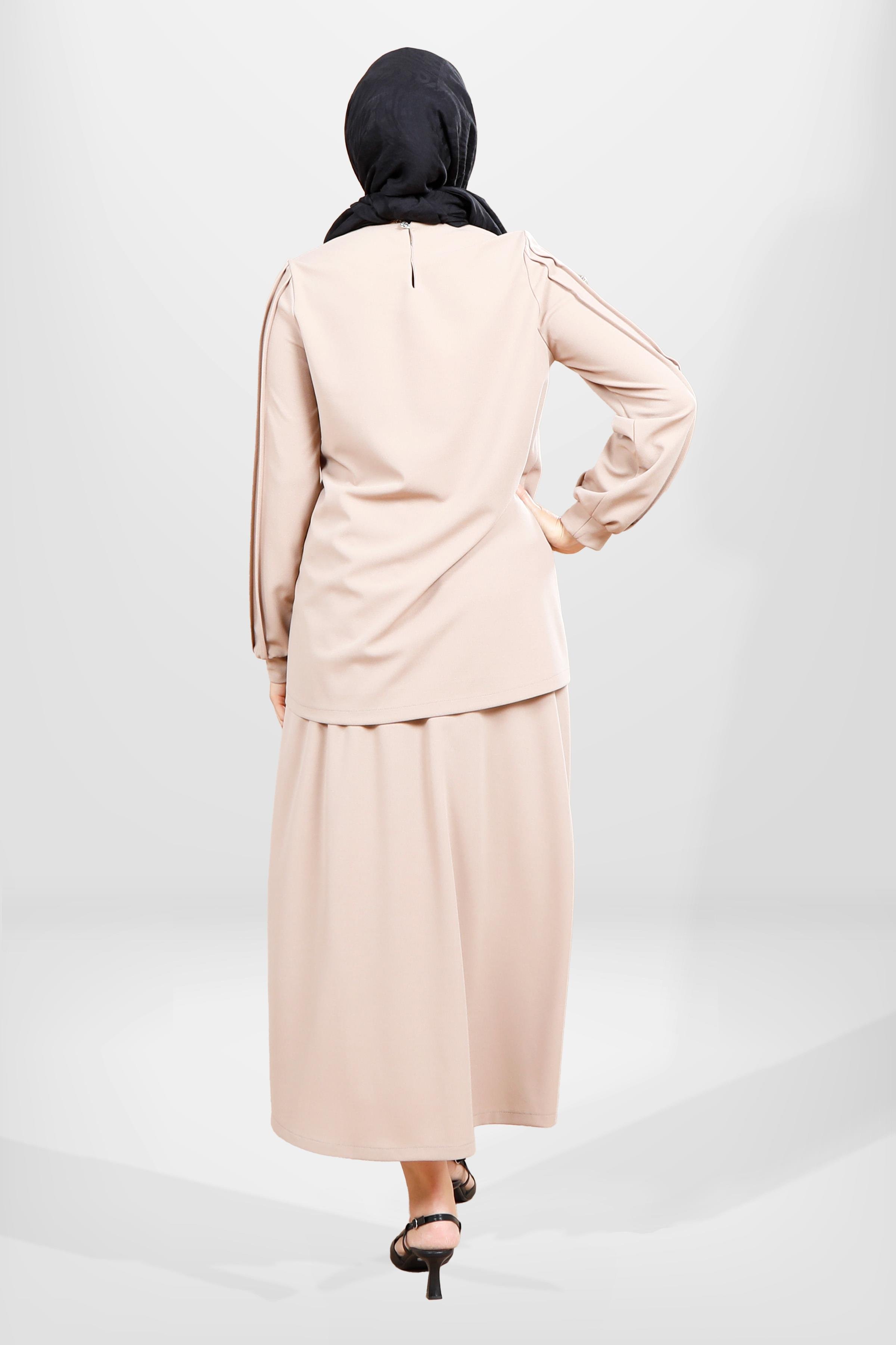 Beyza-4069 ETEK BLUZ İKİLİ TK KAHVE