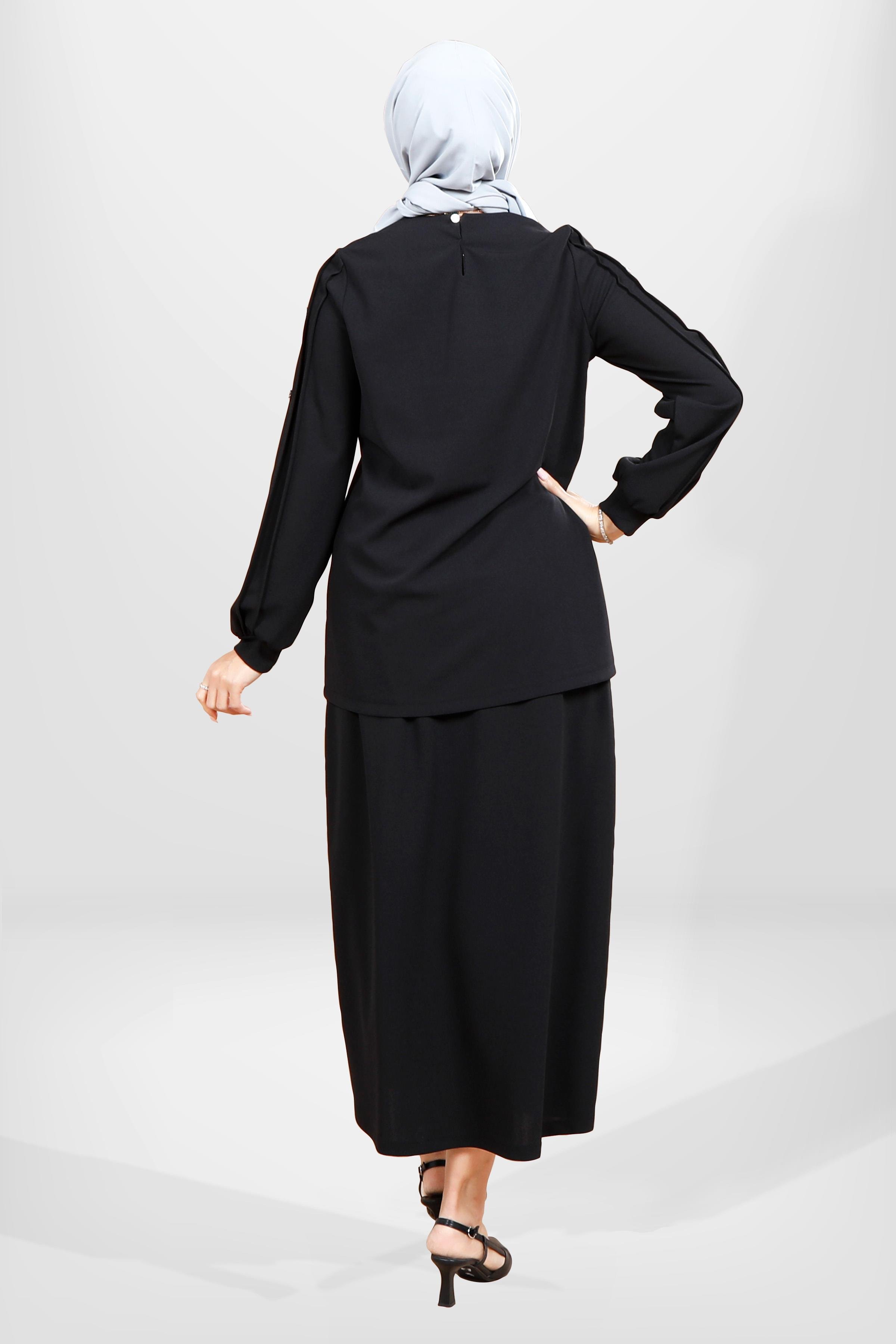 Beyza-4069 ETEK BLUZ İKİLİ TK SİYAH