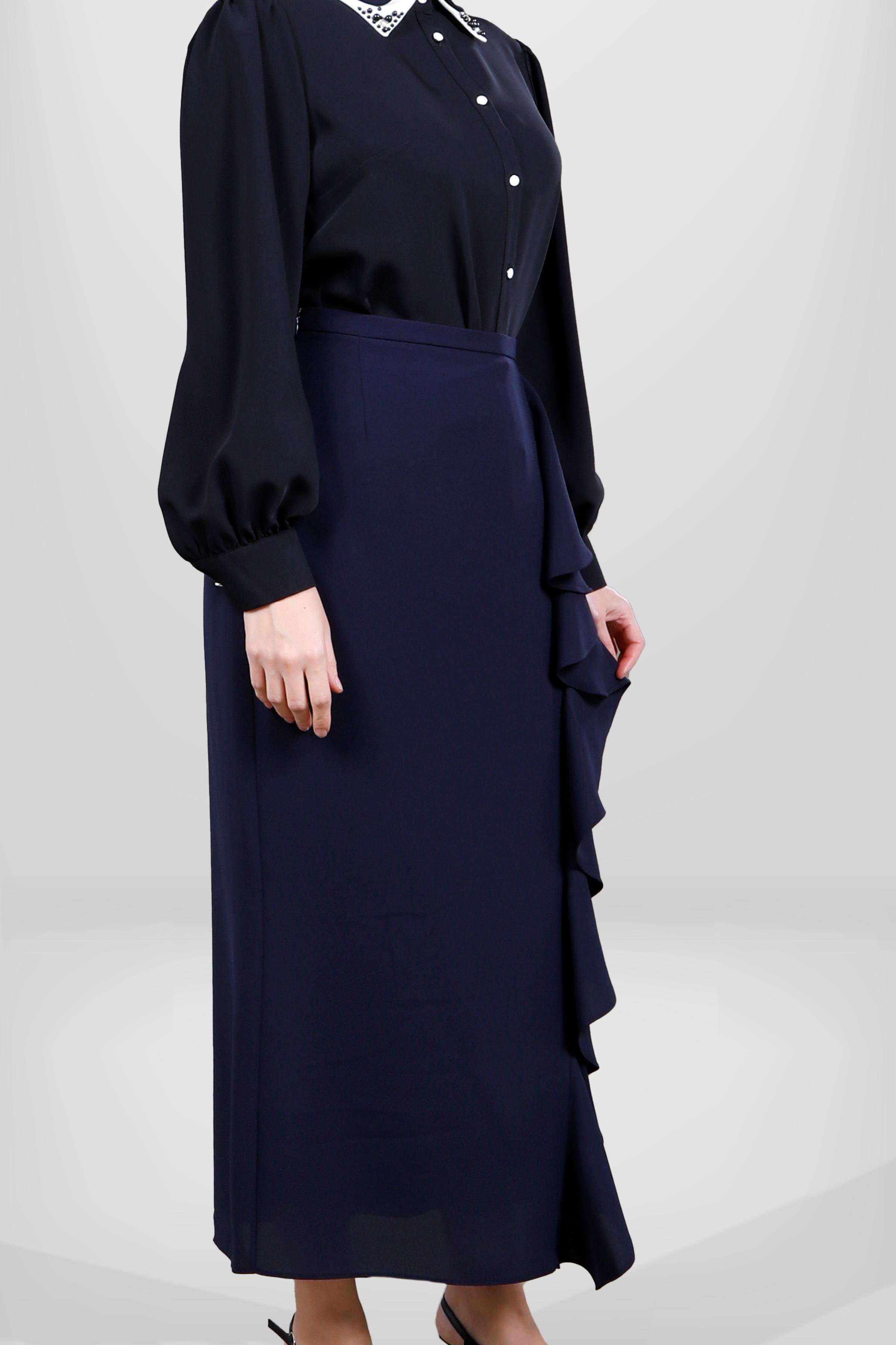 Beyza-4084 ETEK LACİVERT KUM KREP