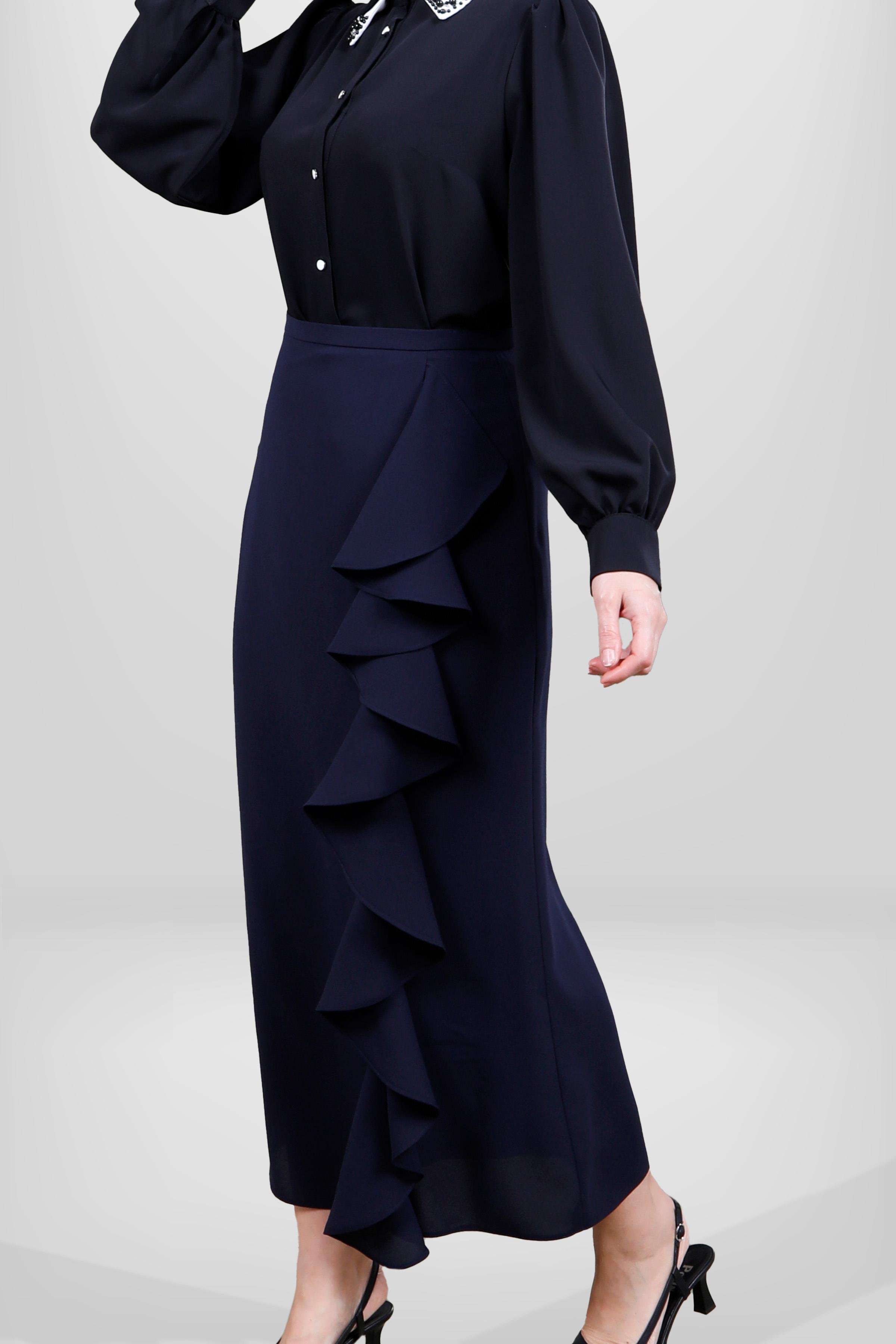 Beyza-4084 ETEK LACİVERT KUM KREP