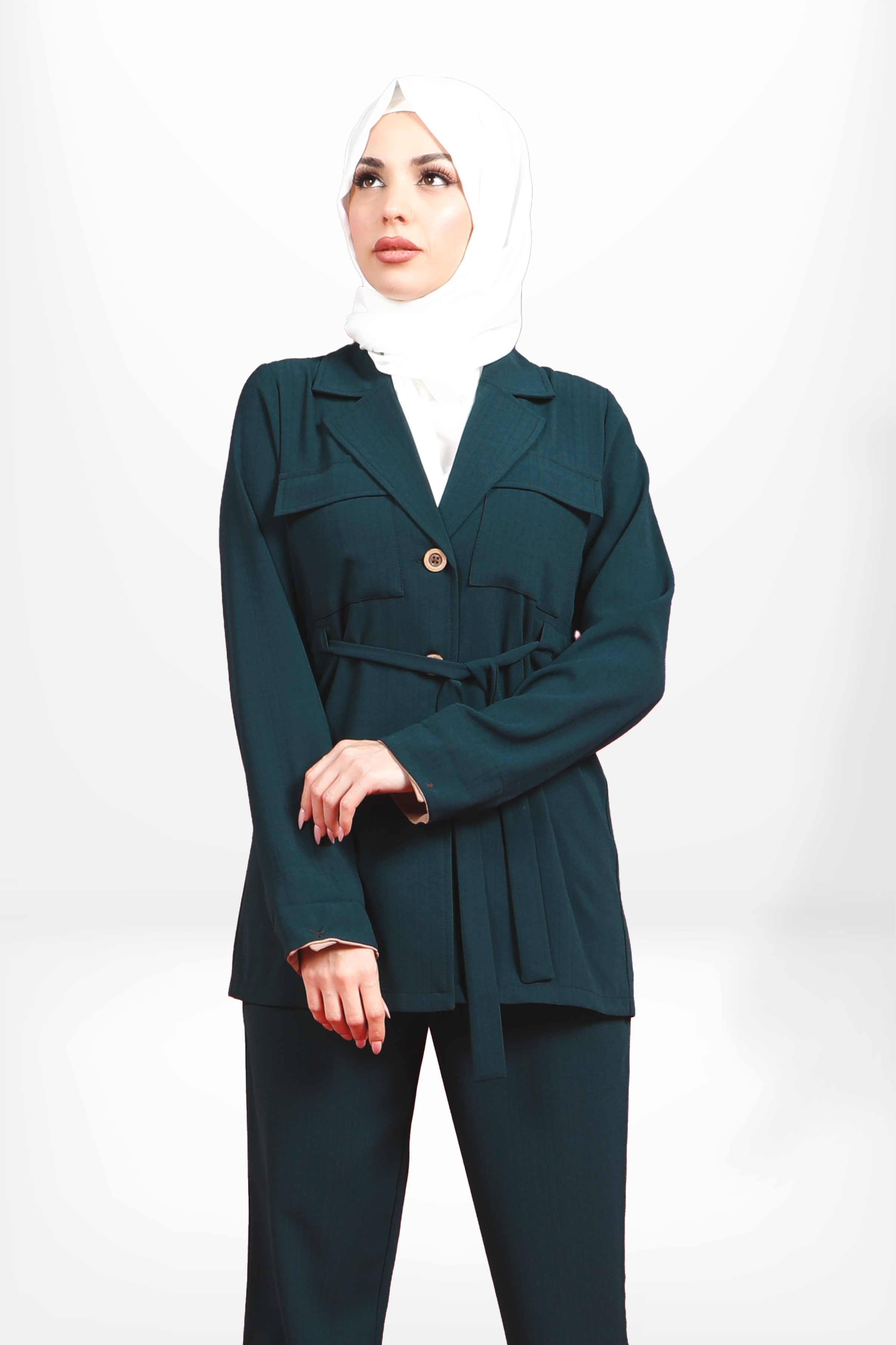 Markasız-4121 CEKET SAFARİ ZÜMRÜT YEŞİLİ