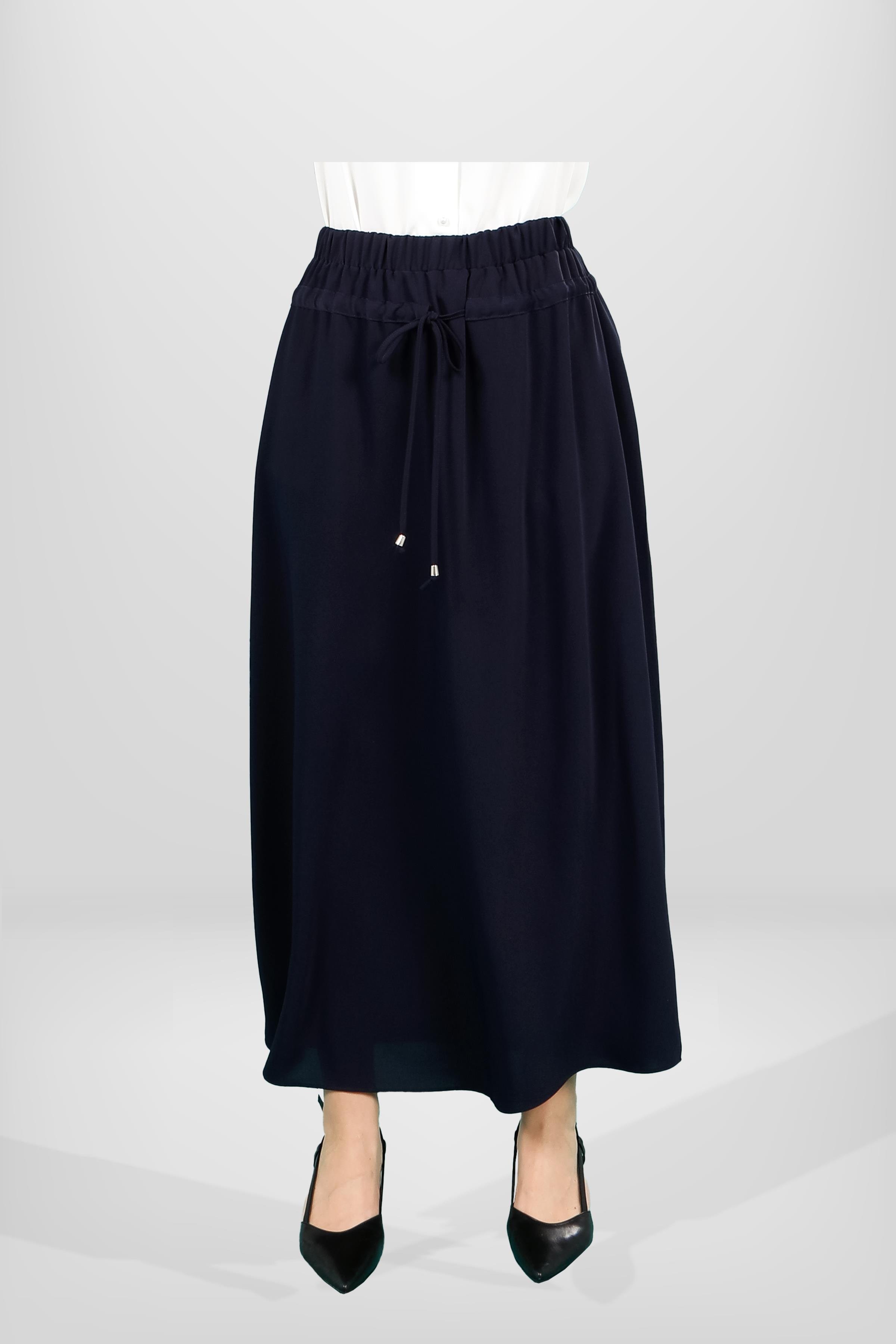 Markasız-4170 ETEK BÜZGÜLÜ LACİVERT