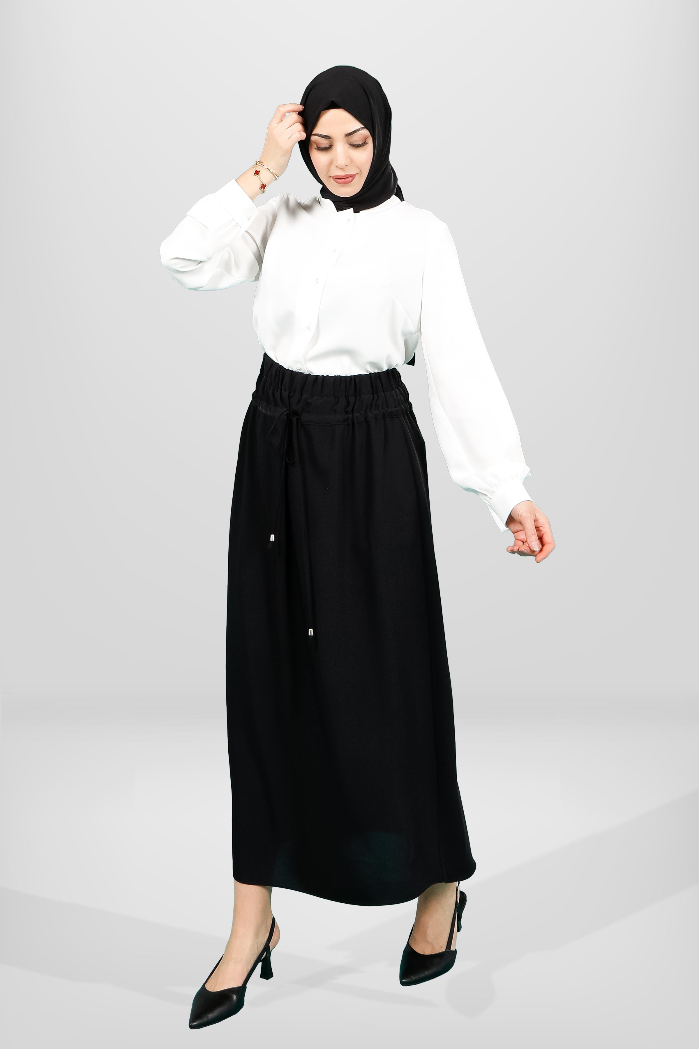 Markasız-4170 ETEK BÜZGÜLÜ SİYAH