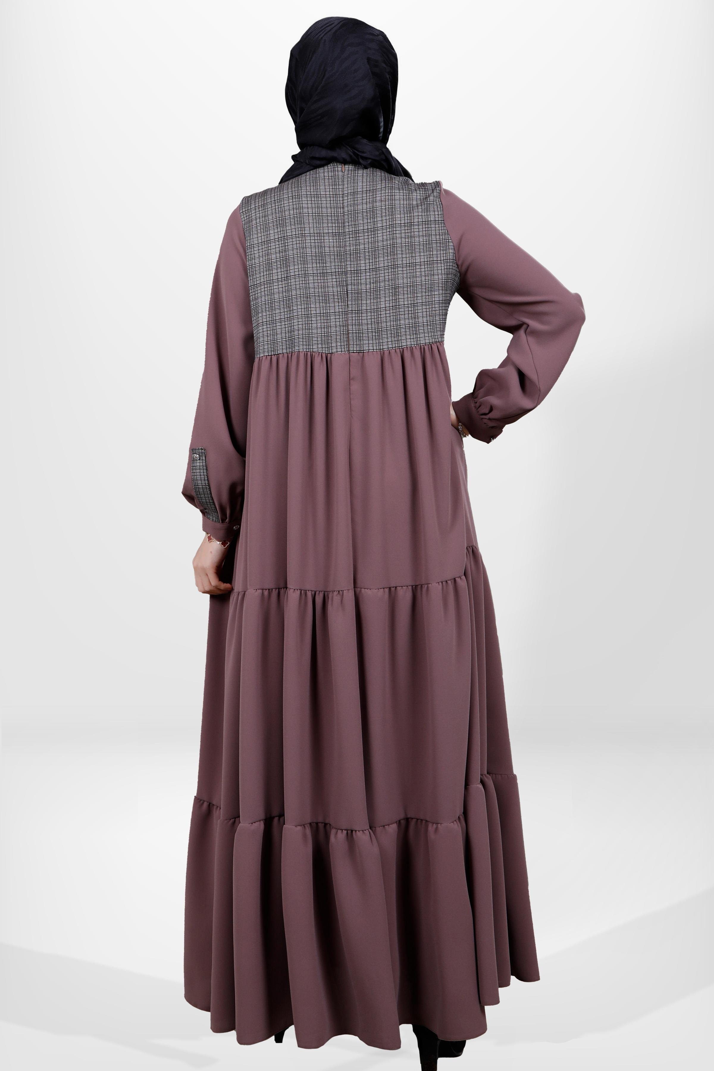 Beyza-5534 ELBİSE KAHVE KUM KREP