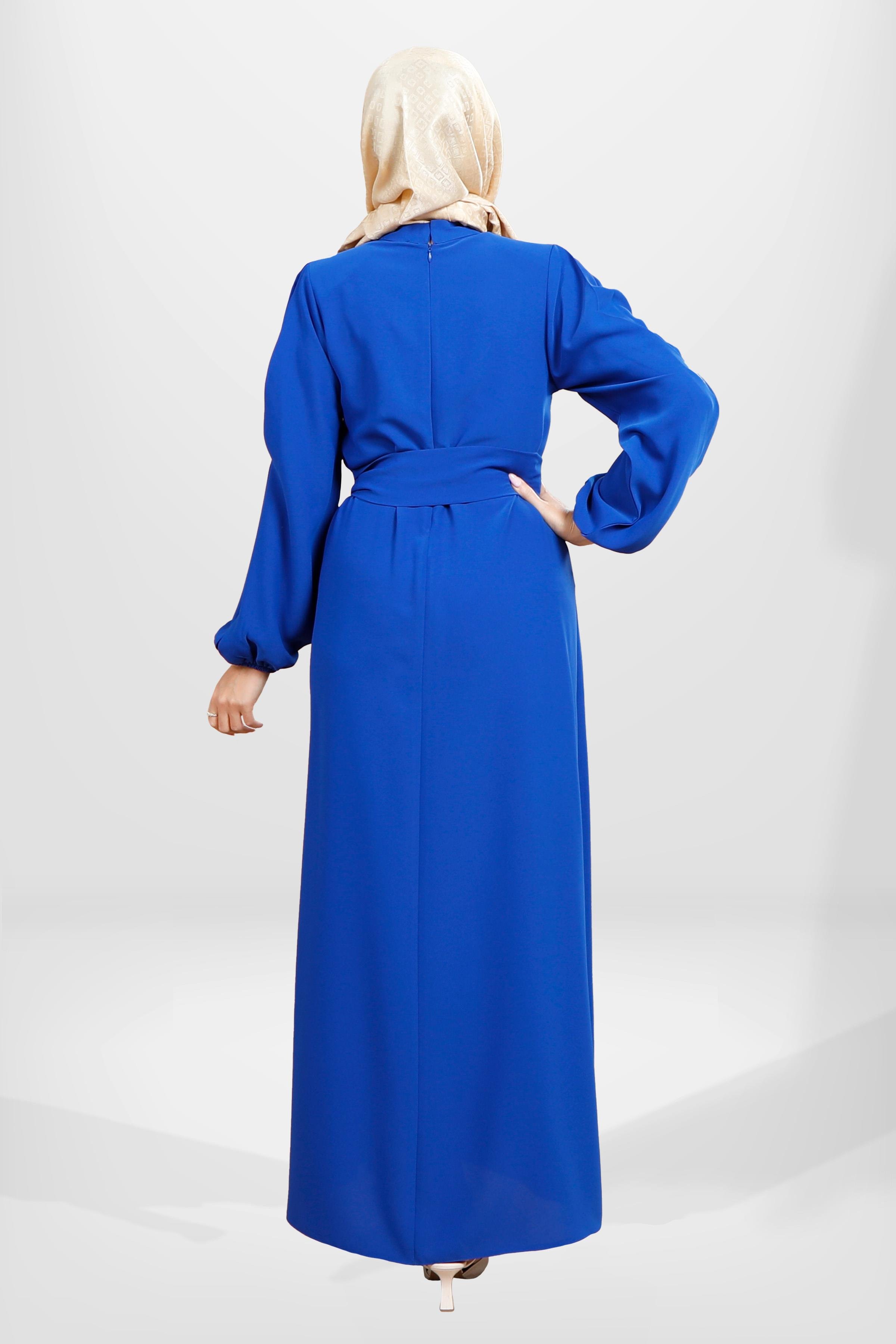 Beyza-5545 ELBİSE SAKS MAVİSİ