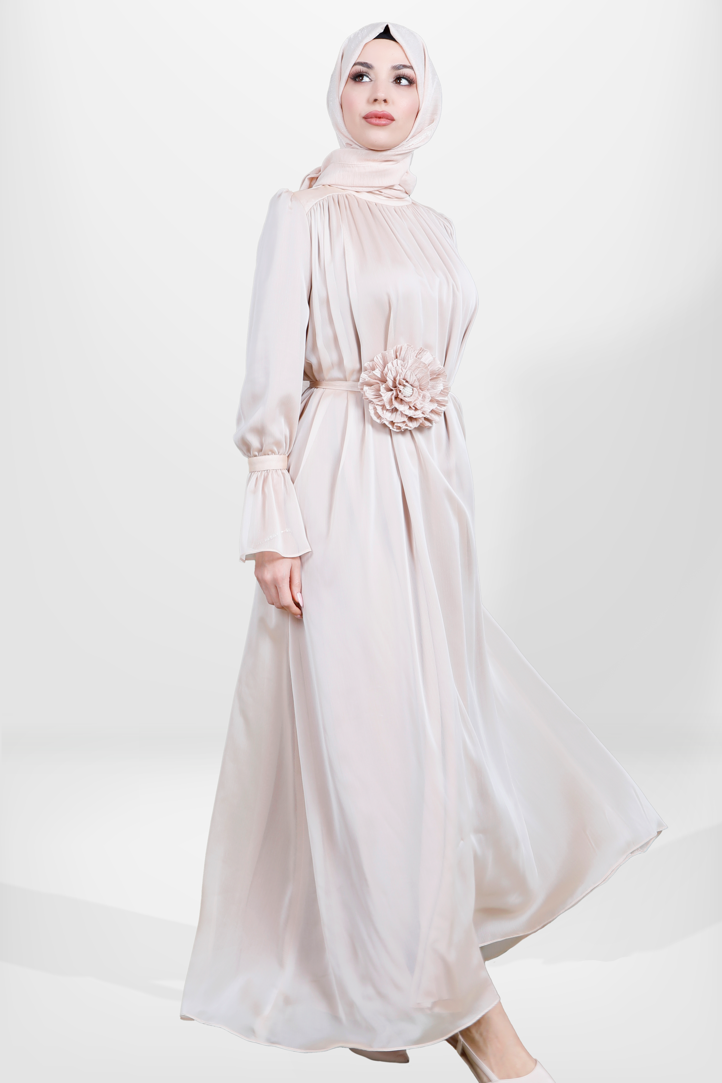 Beyza-5577 ELBİSE BEJ