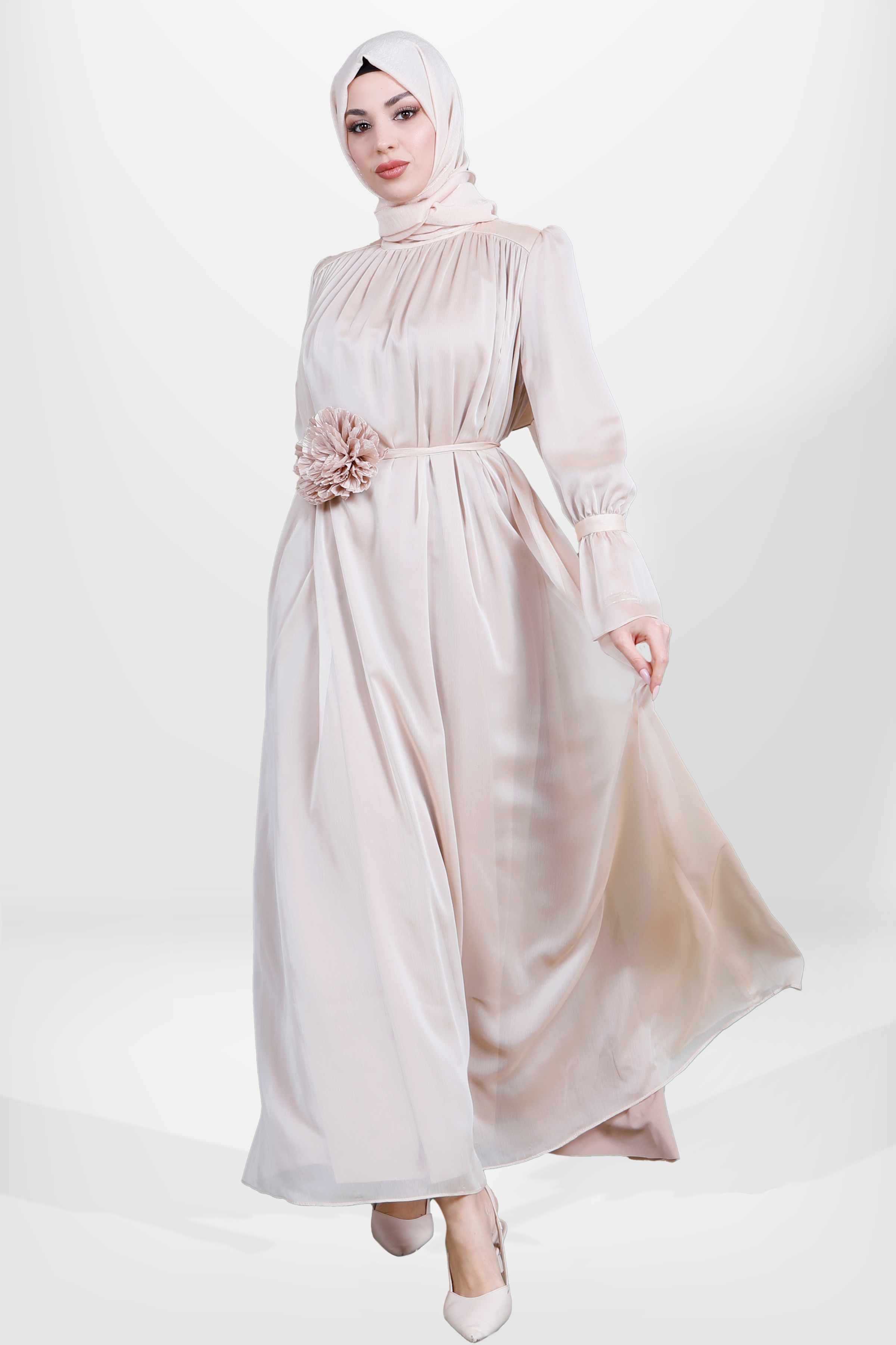 Beyza-5577 ELBİSE BEJ