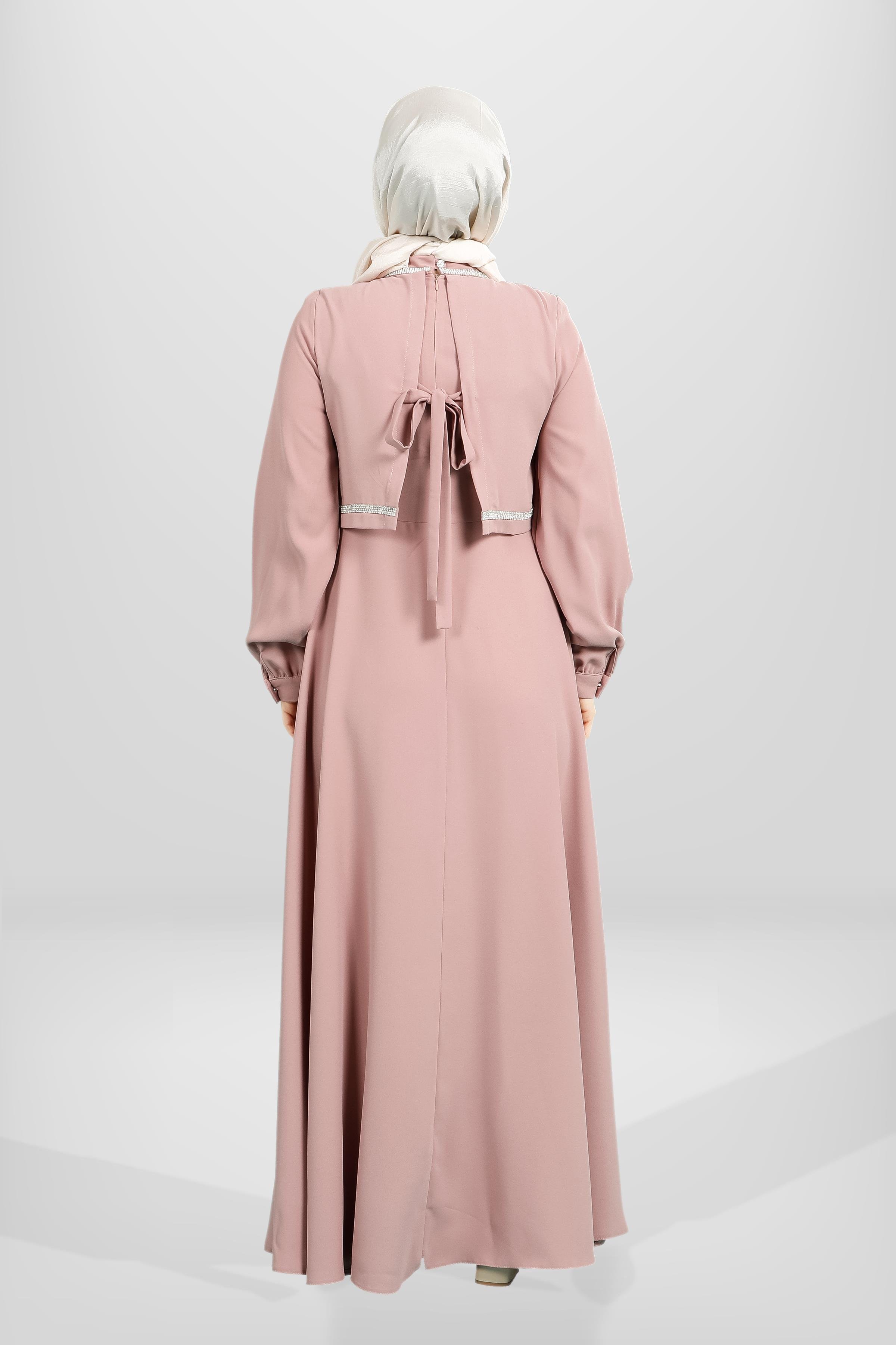 Beyza-5579 ELBİSE BOLEROLU GÜL KURUSU