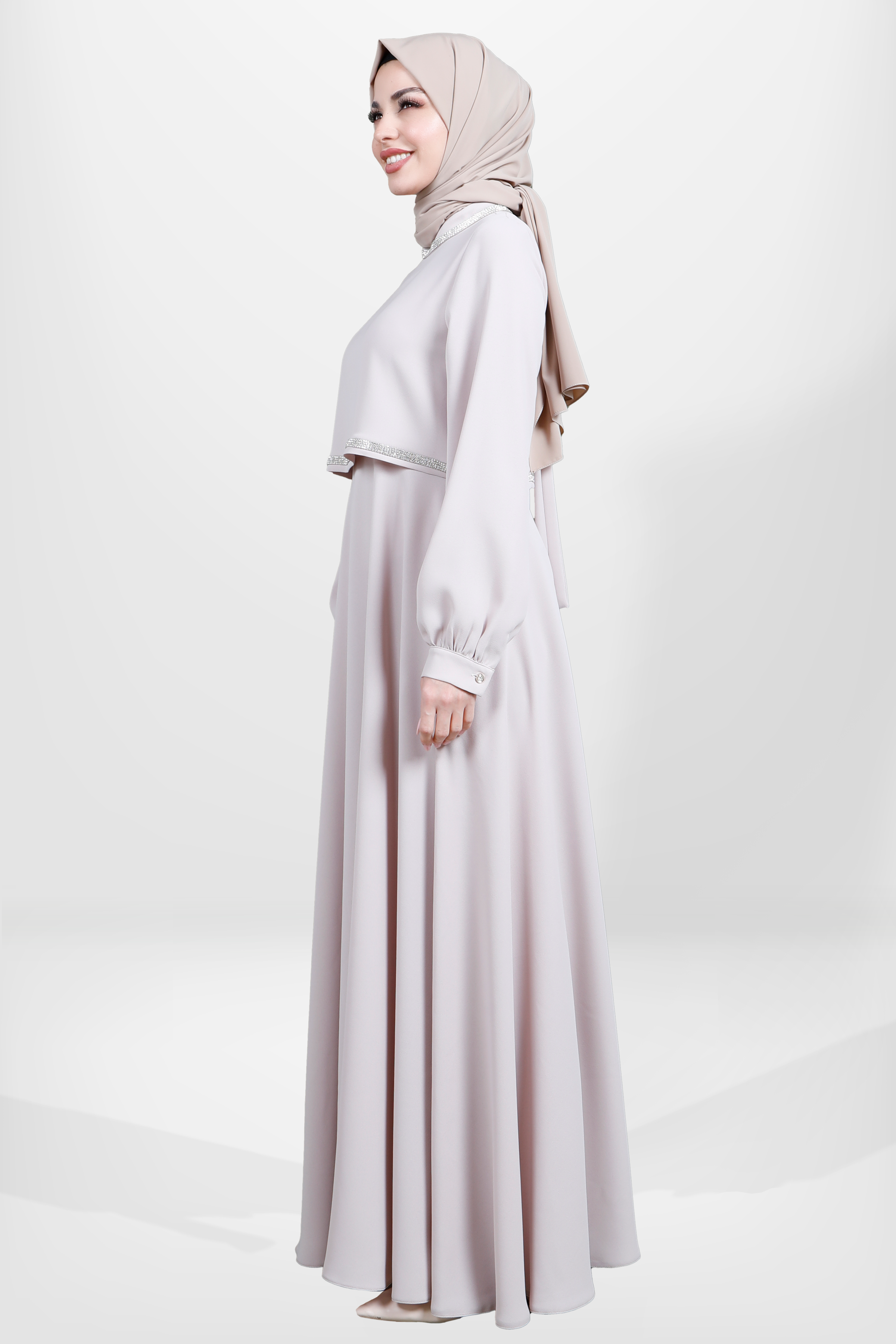 Beyza-5579 ELBİSE BOLEROLU TAŞ