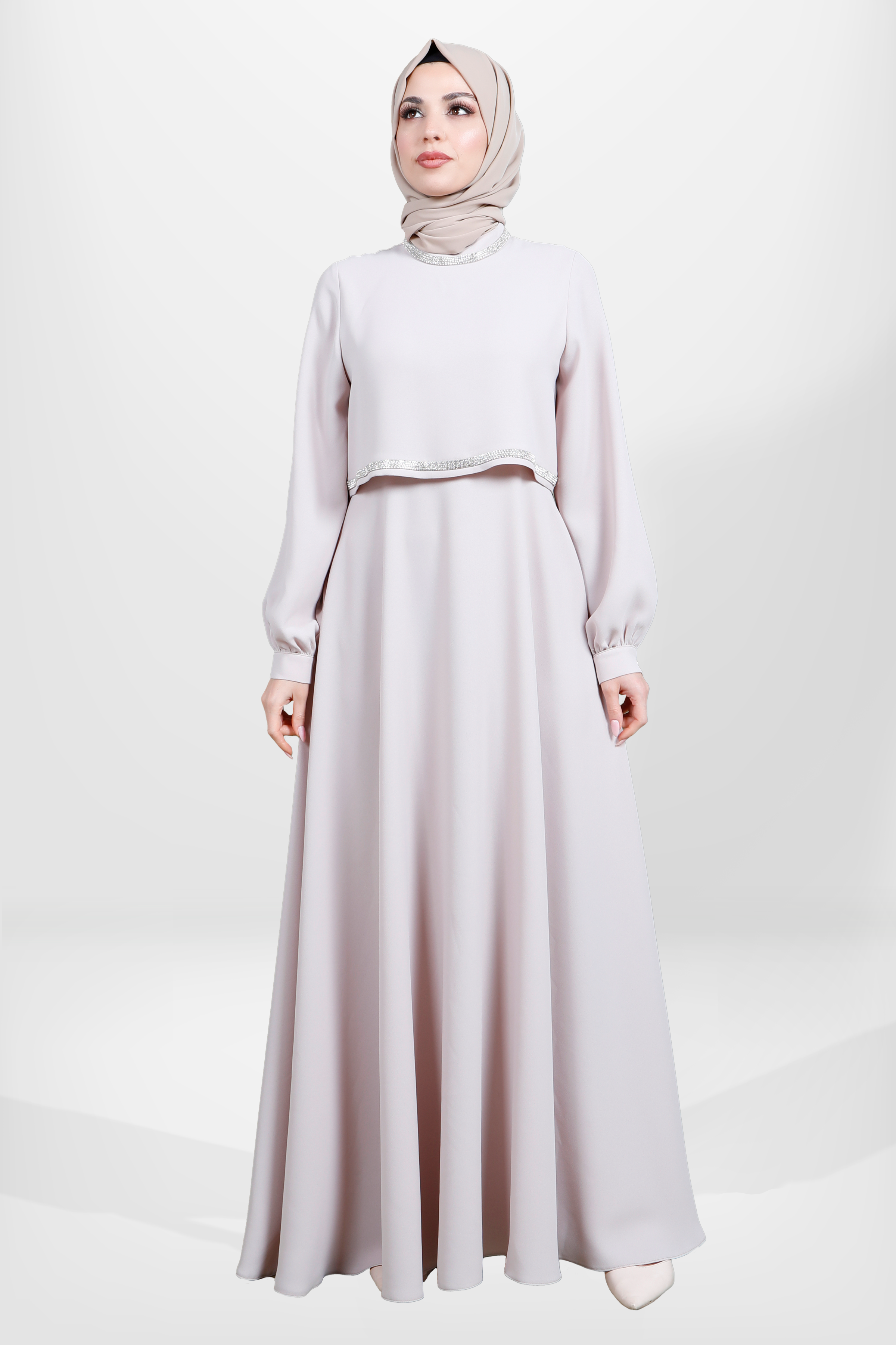 Beyza-5579 ELBİSE BOLEROLU TAŞ