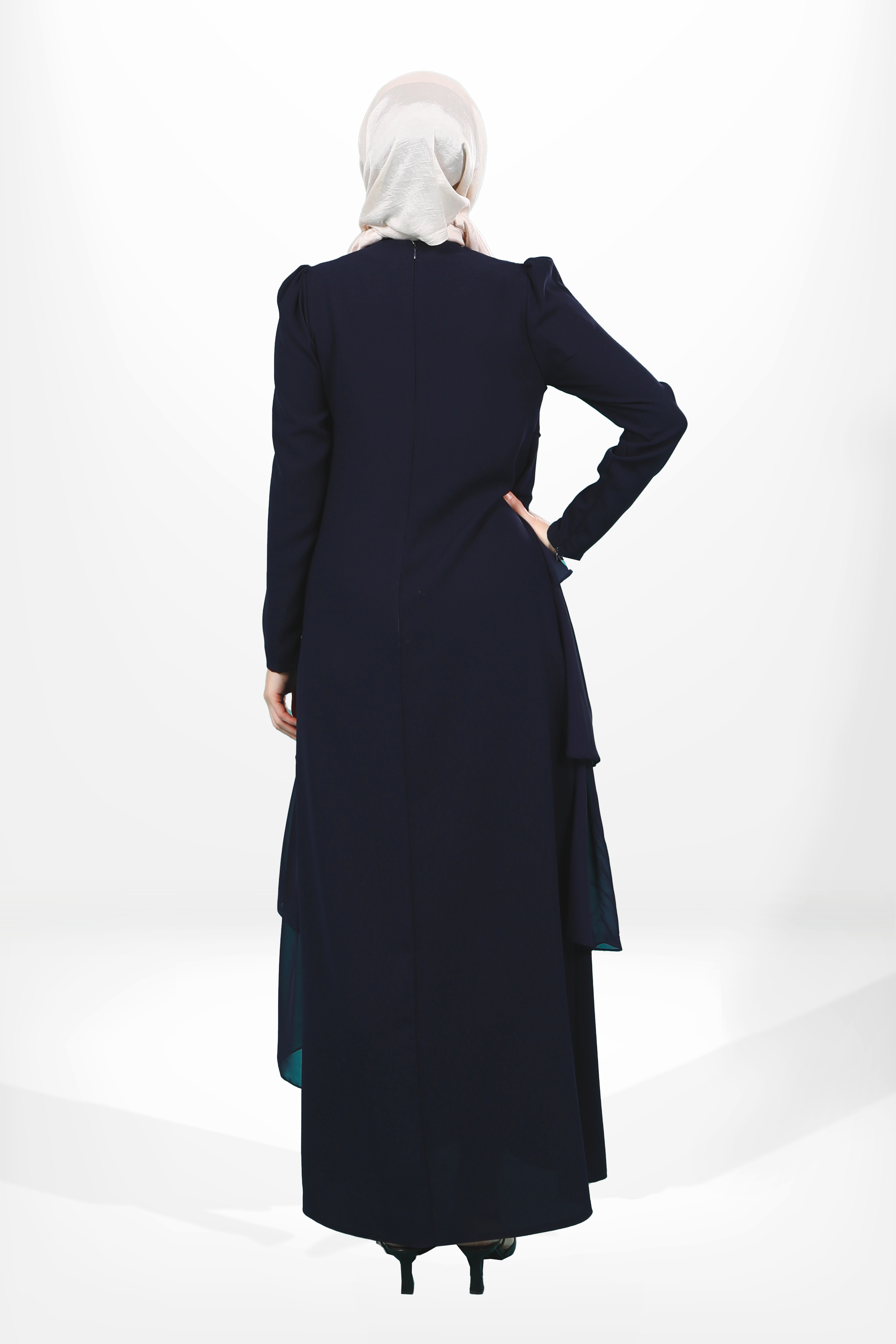 Beyza-5589 ELBİSE VOLANLI LACİVERT