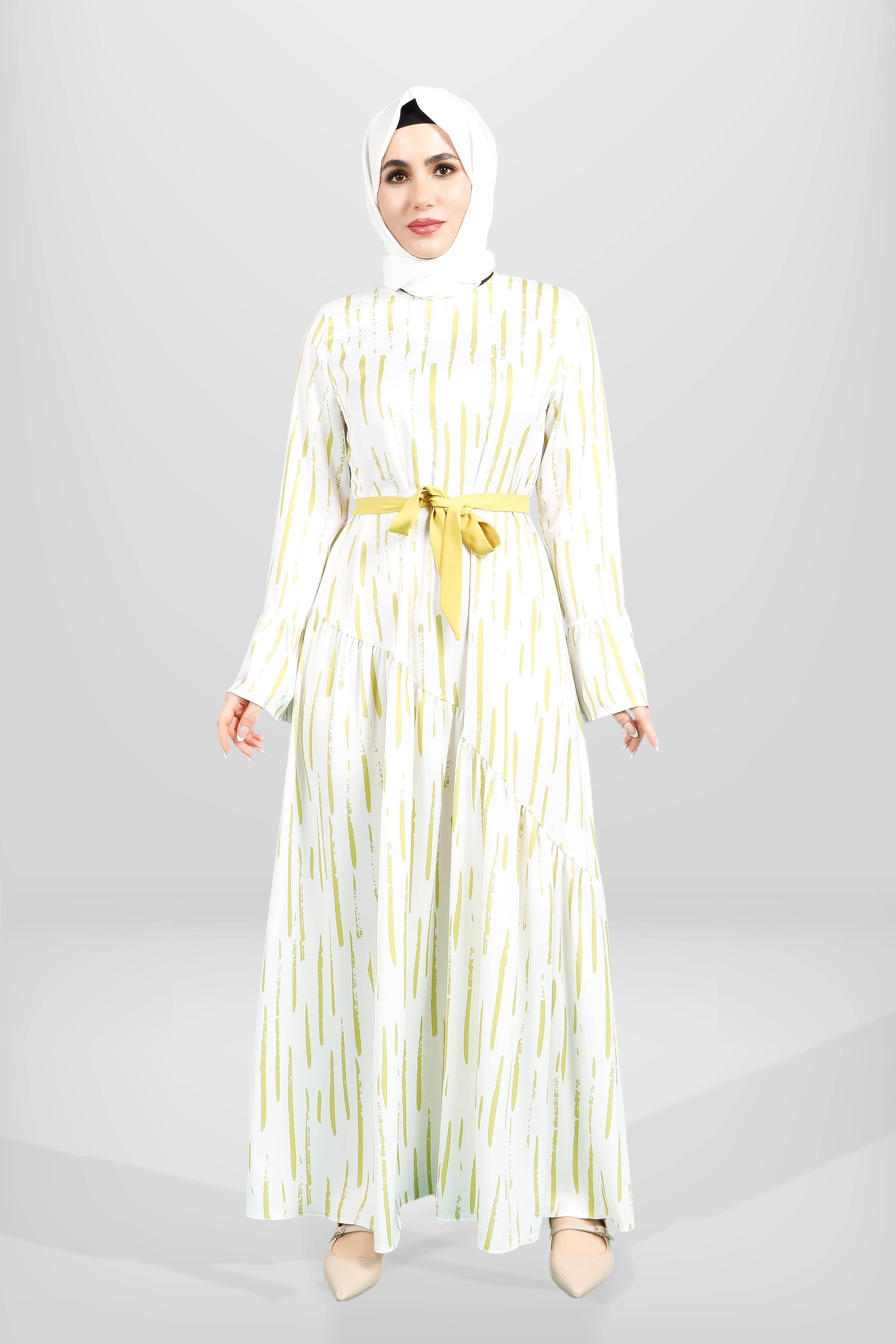 Beyza-5595 ELBİSE DESENLİ YAĞ YEŞİLİ