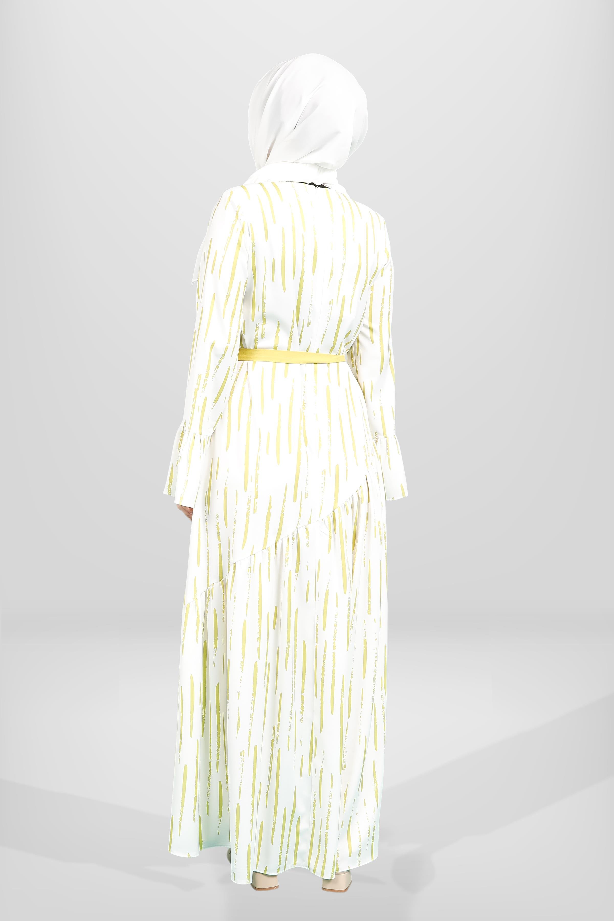 Beyza-5595 ELBİSE DESENLİ YAĞ YEŞİLİ