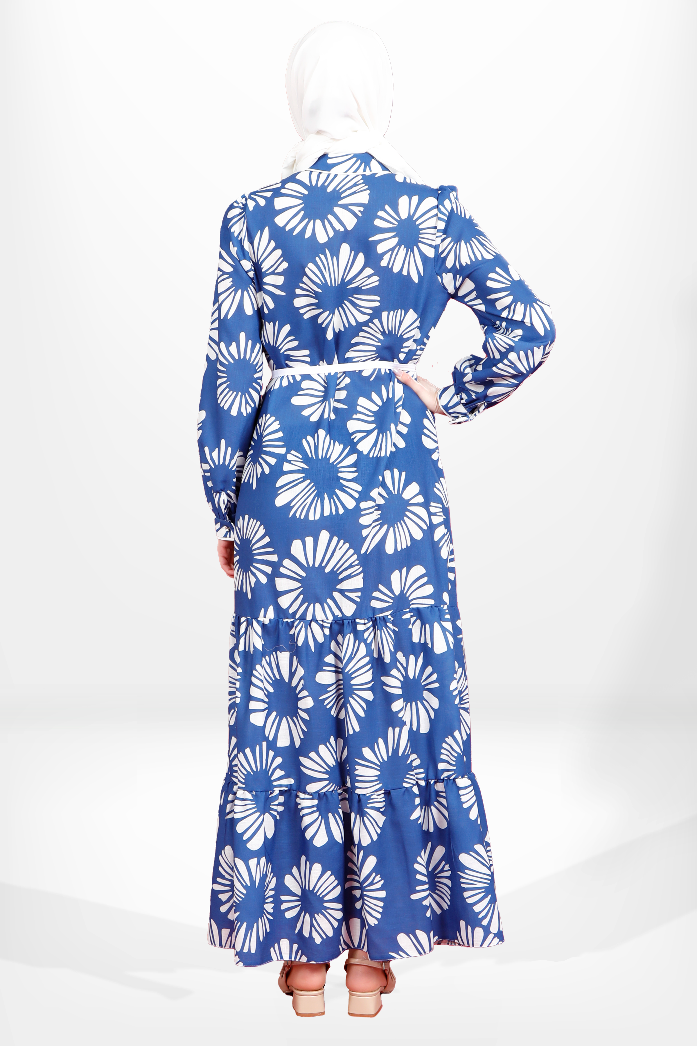 Beyza-5604 ELBİSE DESENLİ LACİVERT