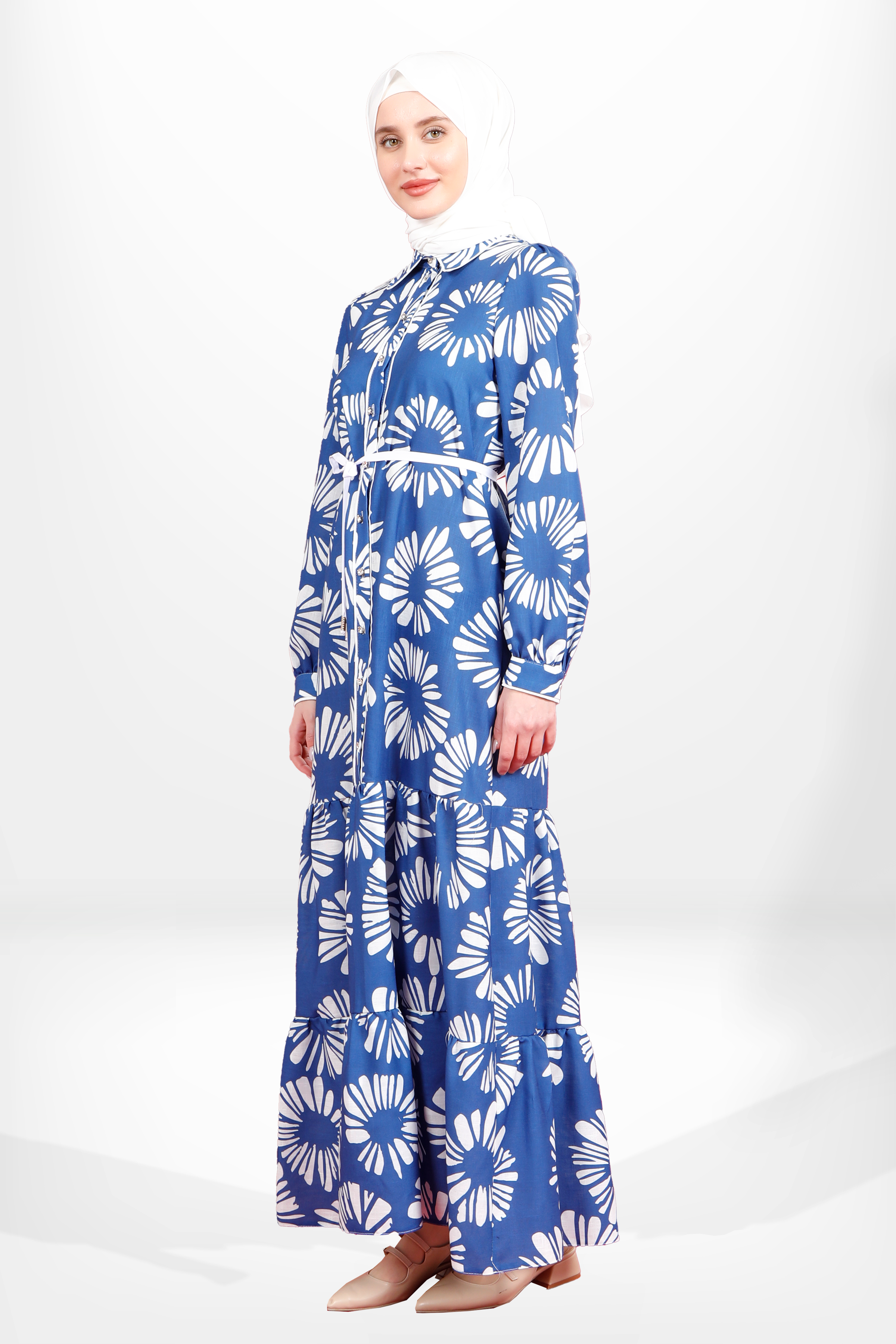 Beyza-5604 ELBİSE DESENLİ LACİVERT