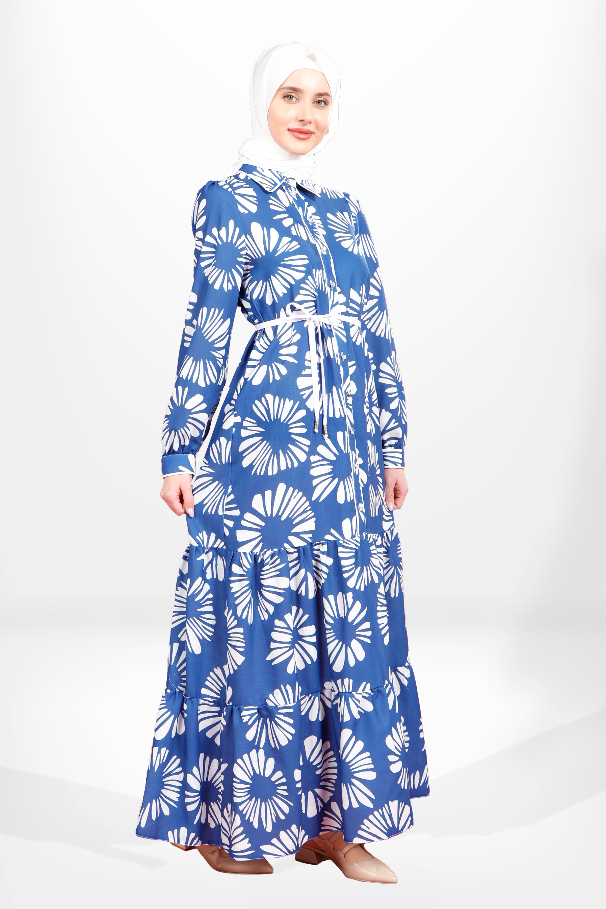 Beyza-5604 ELBİSE DESENLİ LACİVERT