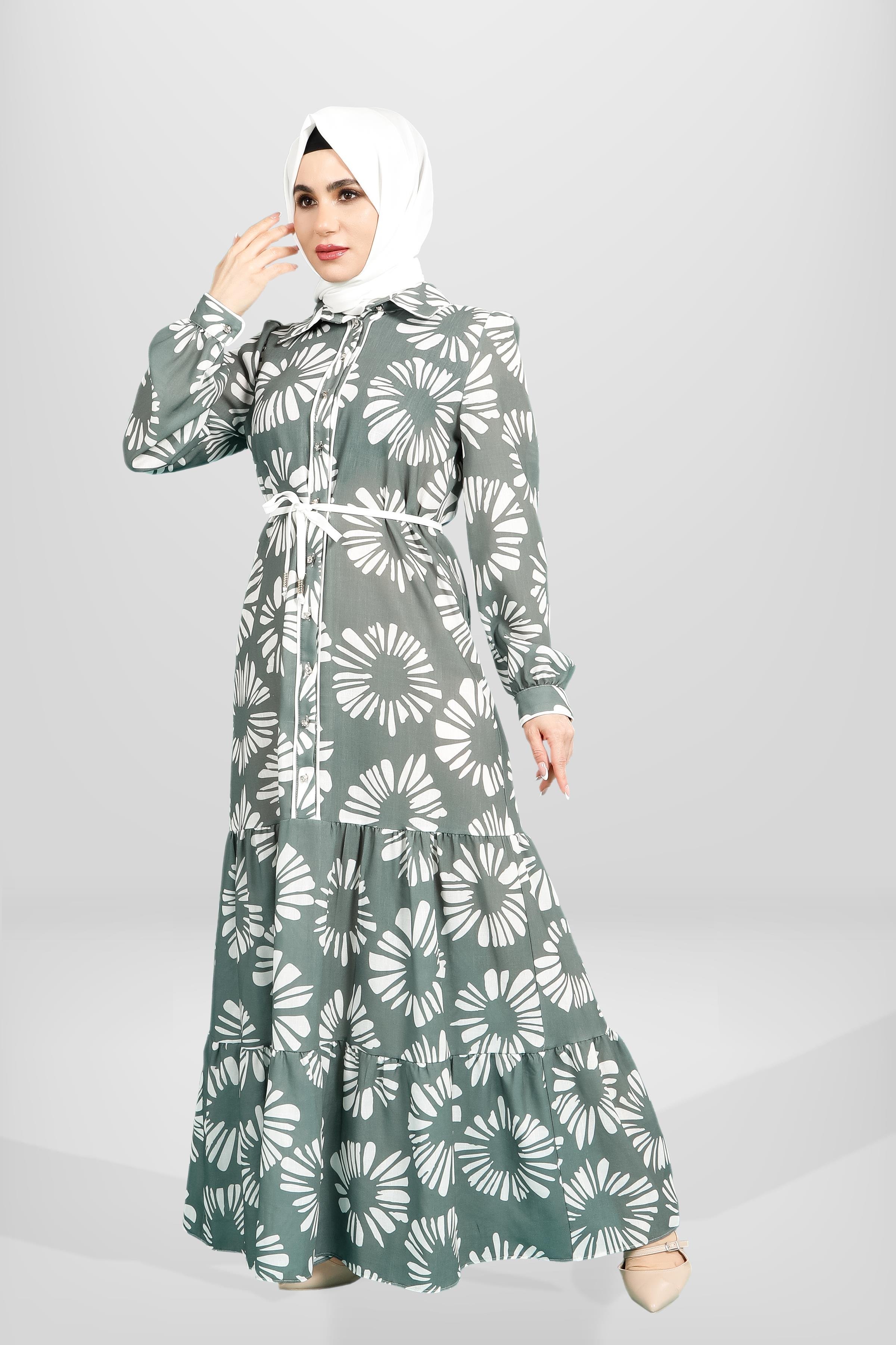 Beyza-5604 ELBİSE DESENLİ YEŞİL