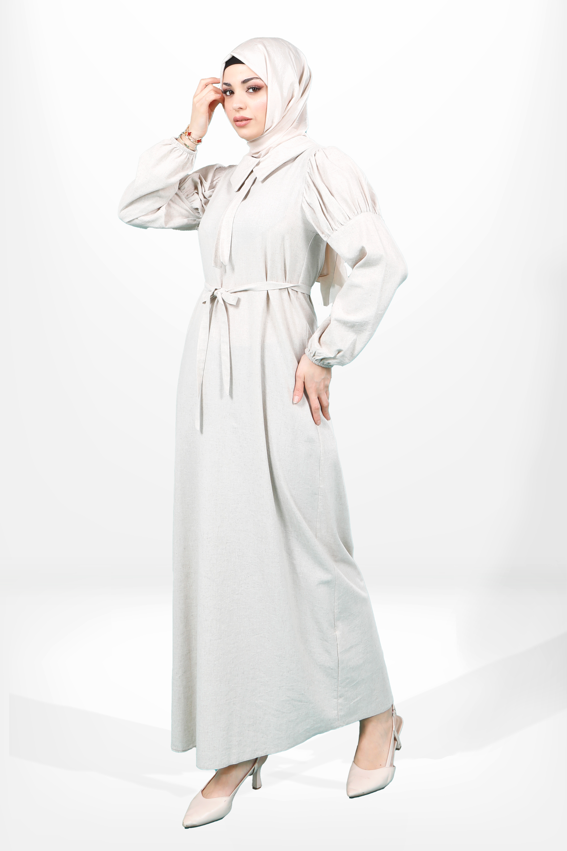 Beyza-5606 ELBİSE BEJ