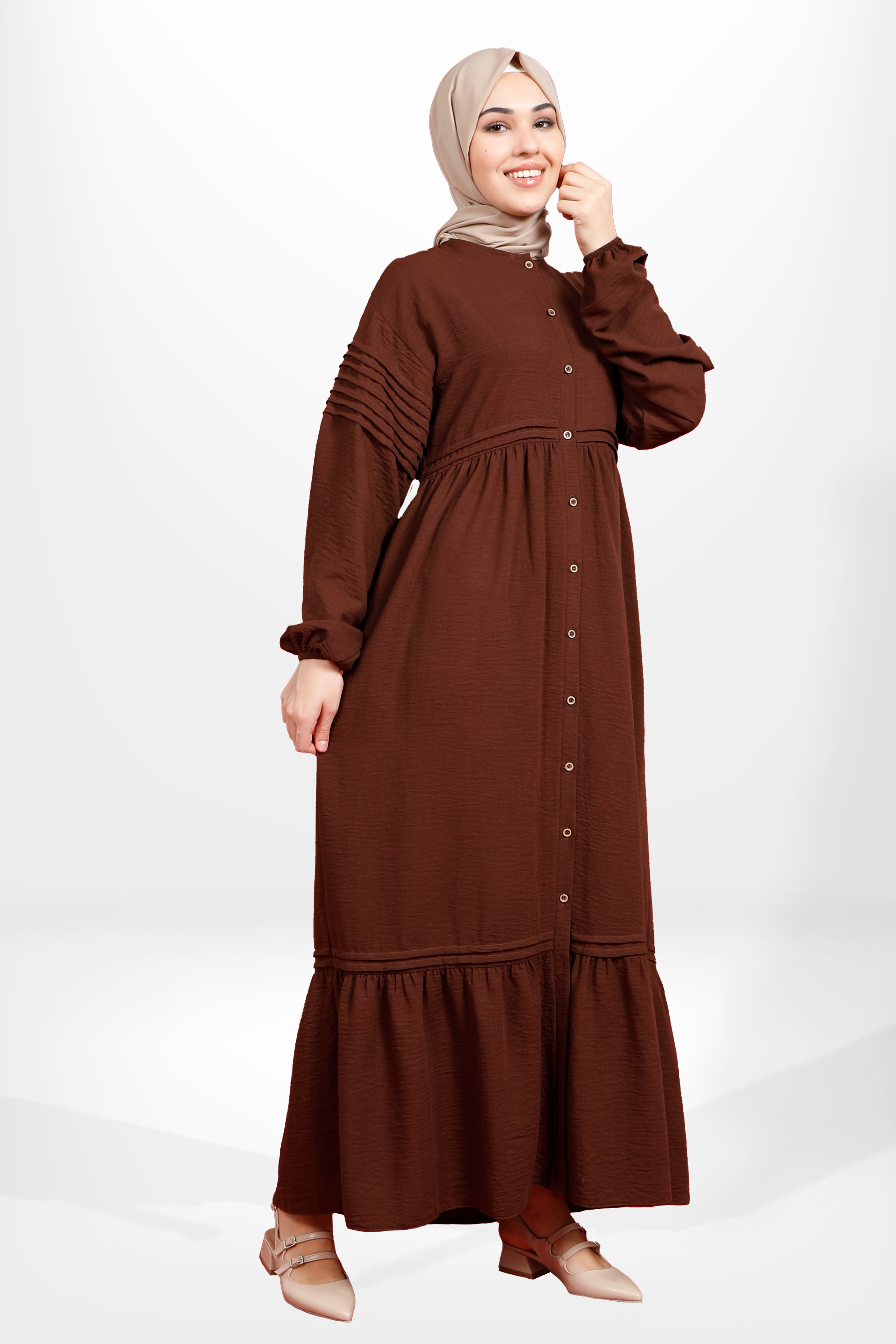 Beyza-5609 ELBİSE DOLCE KAHVE