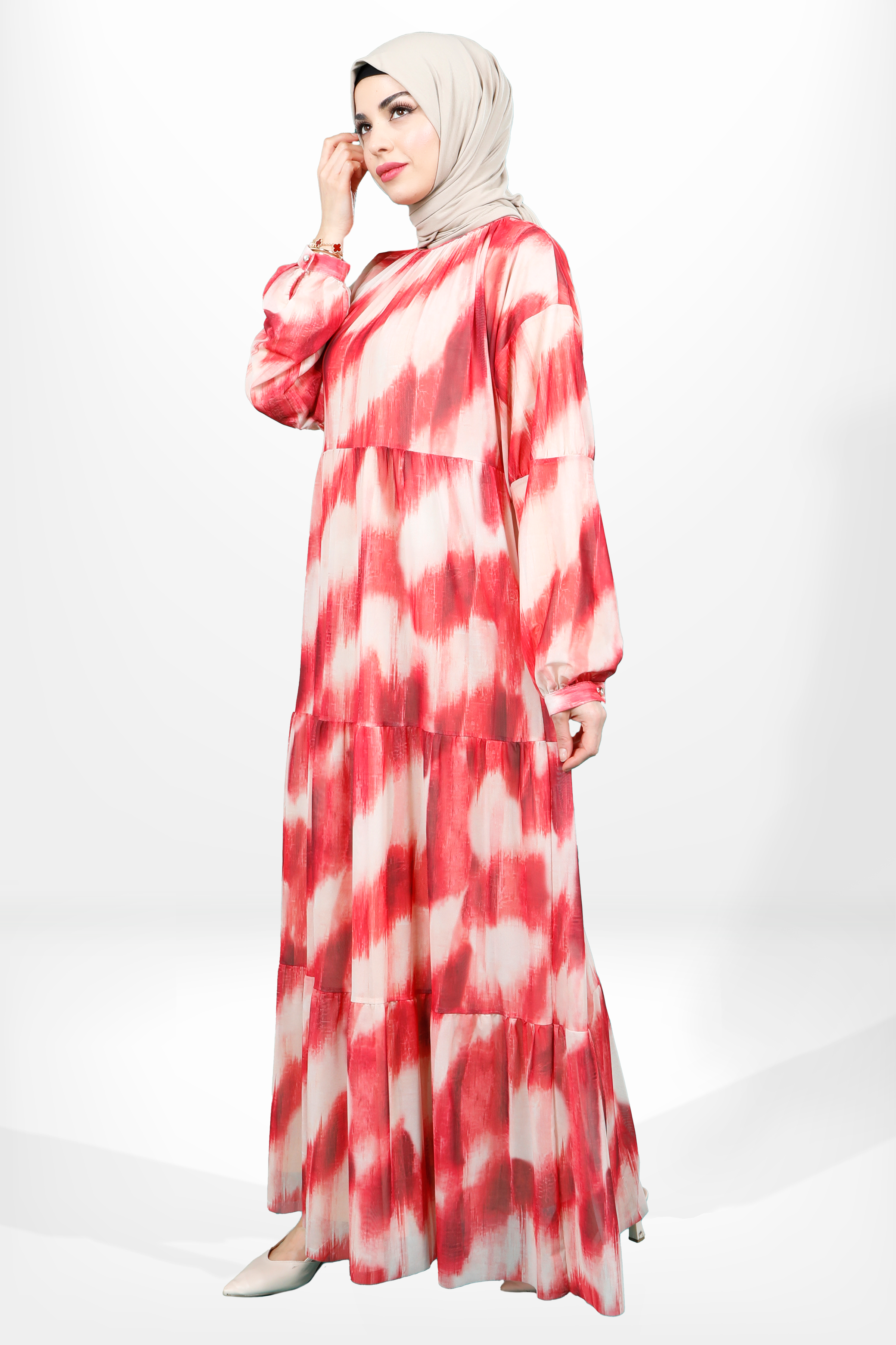 Beyza-5614 ELBİSE TÜL KIRMIZI