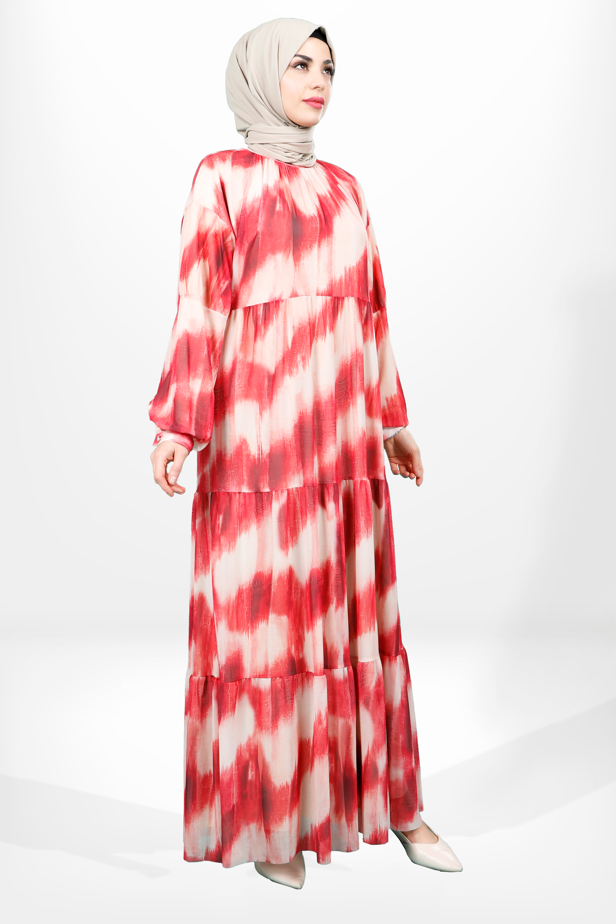 Beyza-5614 ELBİSE TÜL KIRMIZI