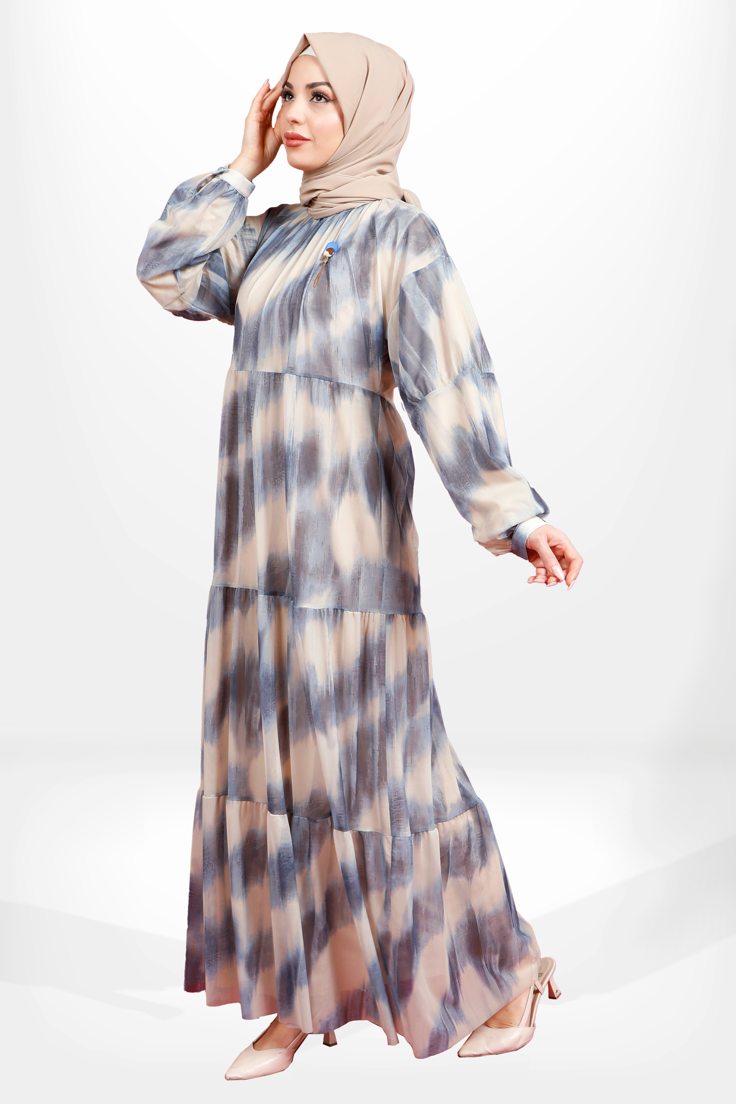 Beyza-5614 ELBİSE TÜL MAVİ