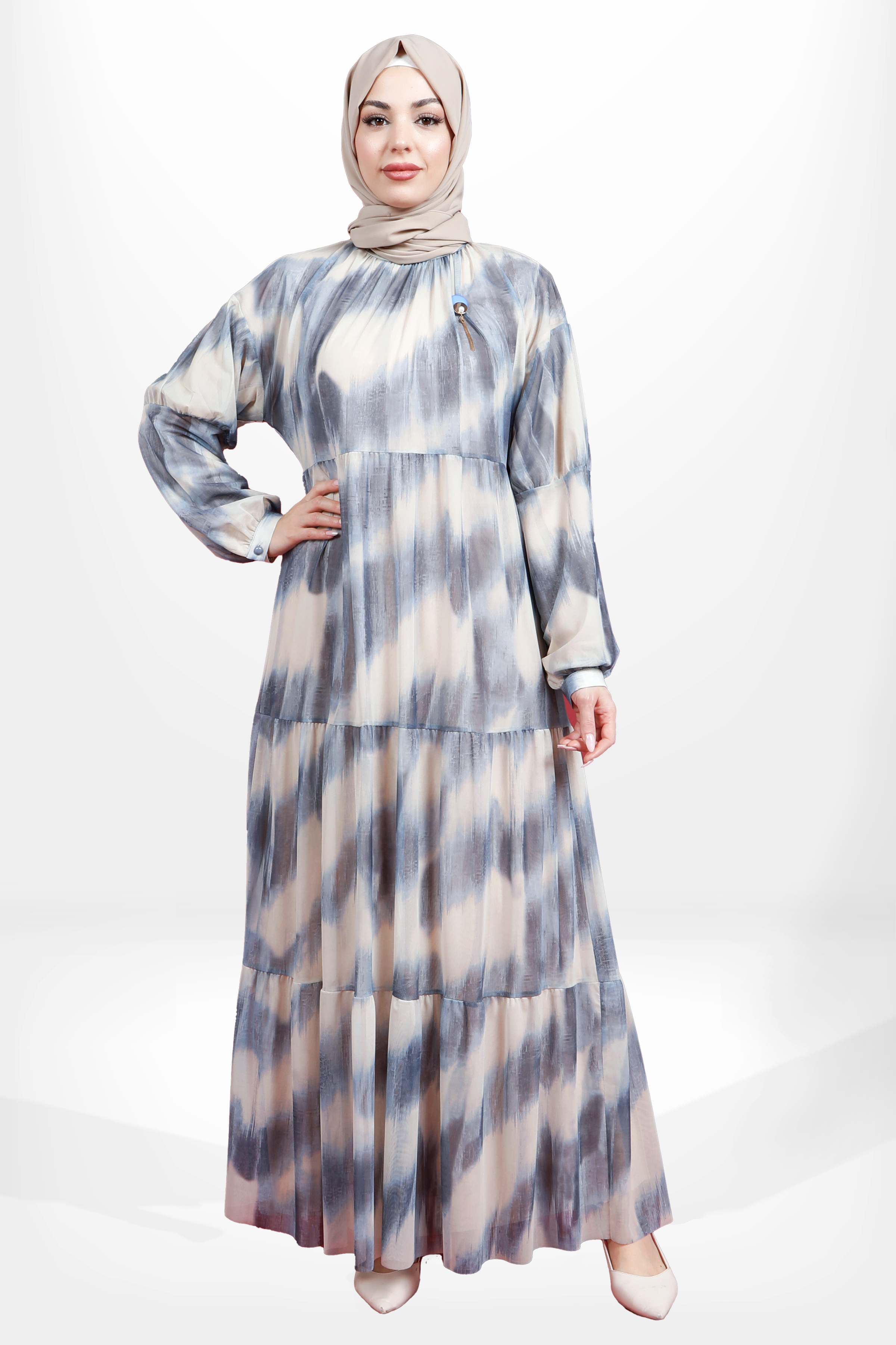 Beyza-5614 ELBİSE TÜL MAVİ