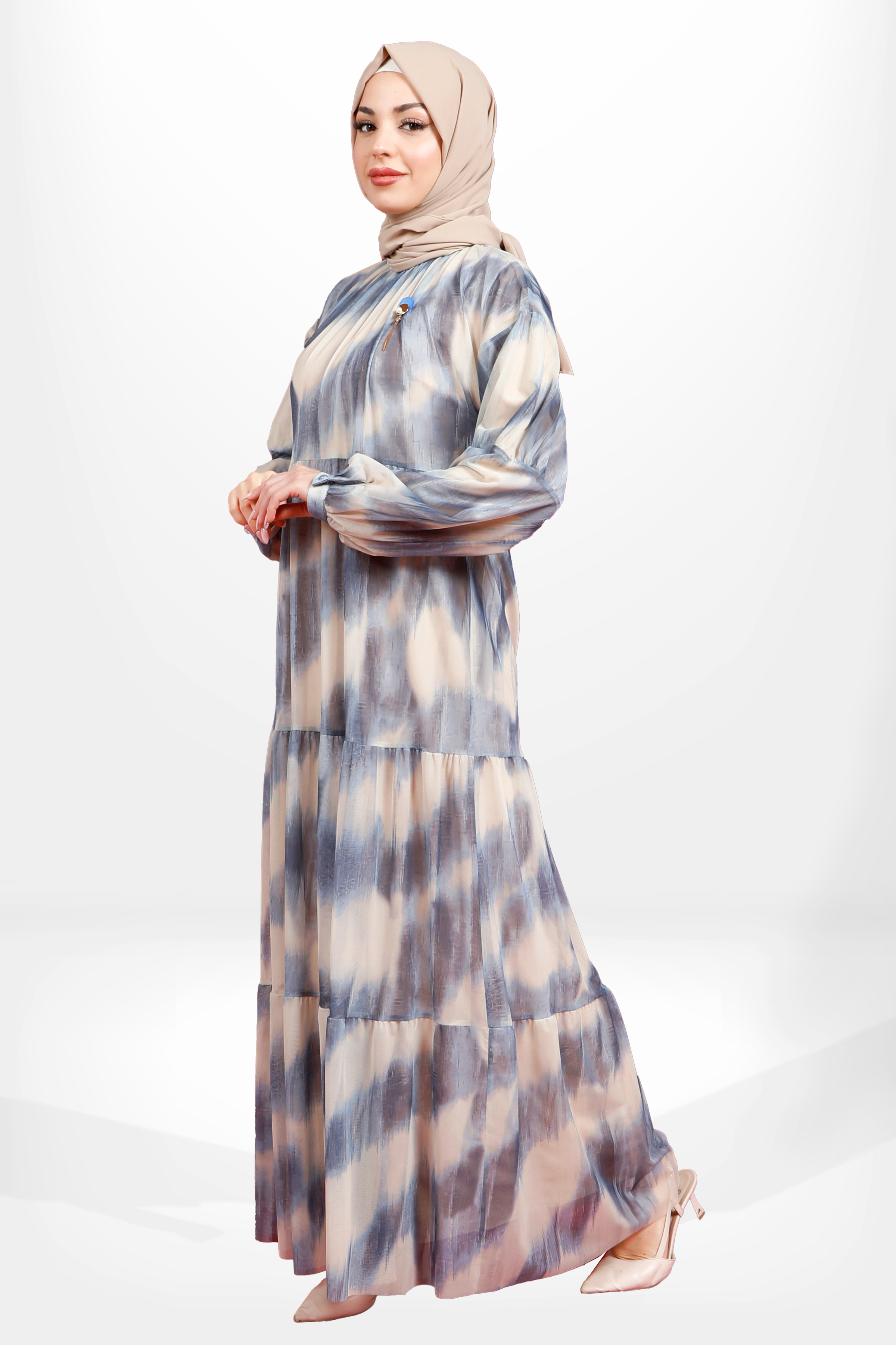 Beyza-5614 ELBİSE TÜL MAVİ