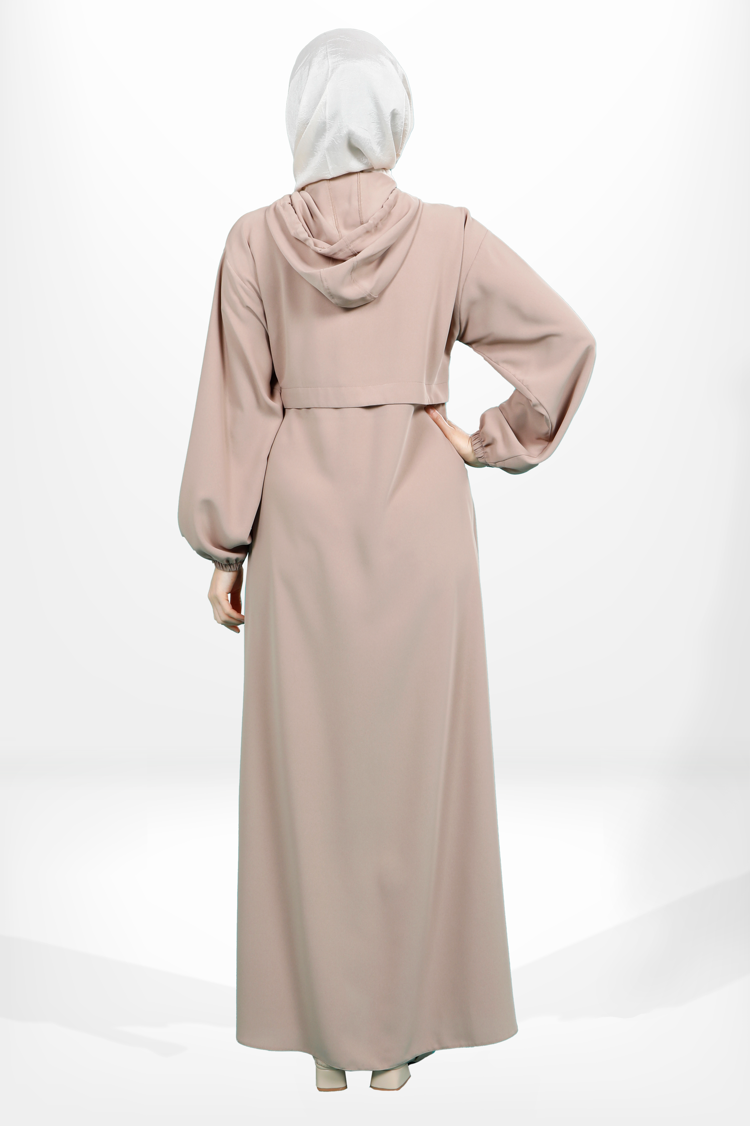 Beyza-5621 ELBİSE KAPŞONLU K.BEJ