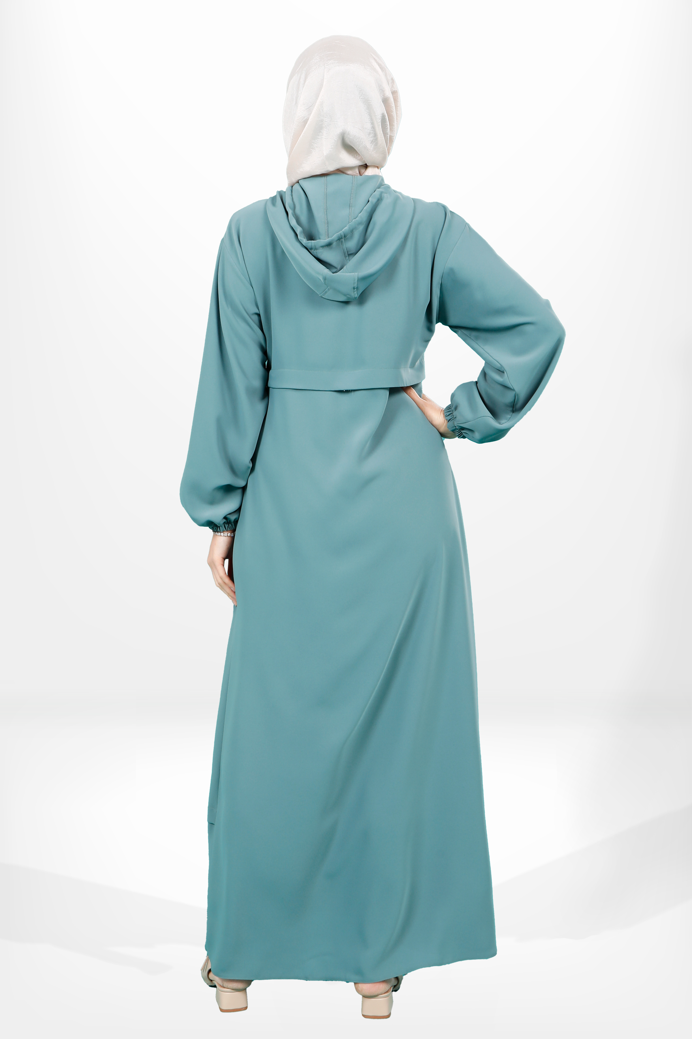 Beyza-5621 ELBİSE KAPŞONLU MİNT