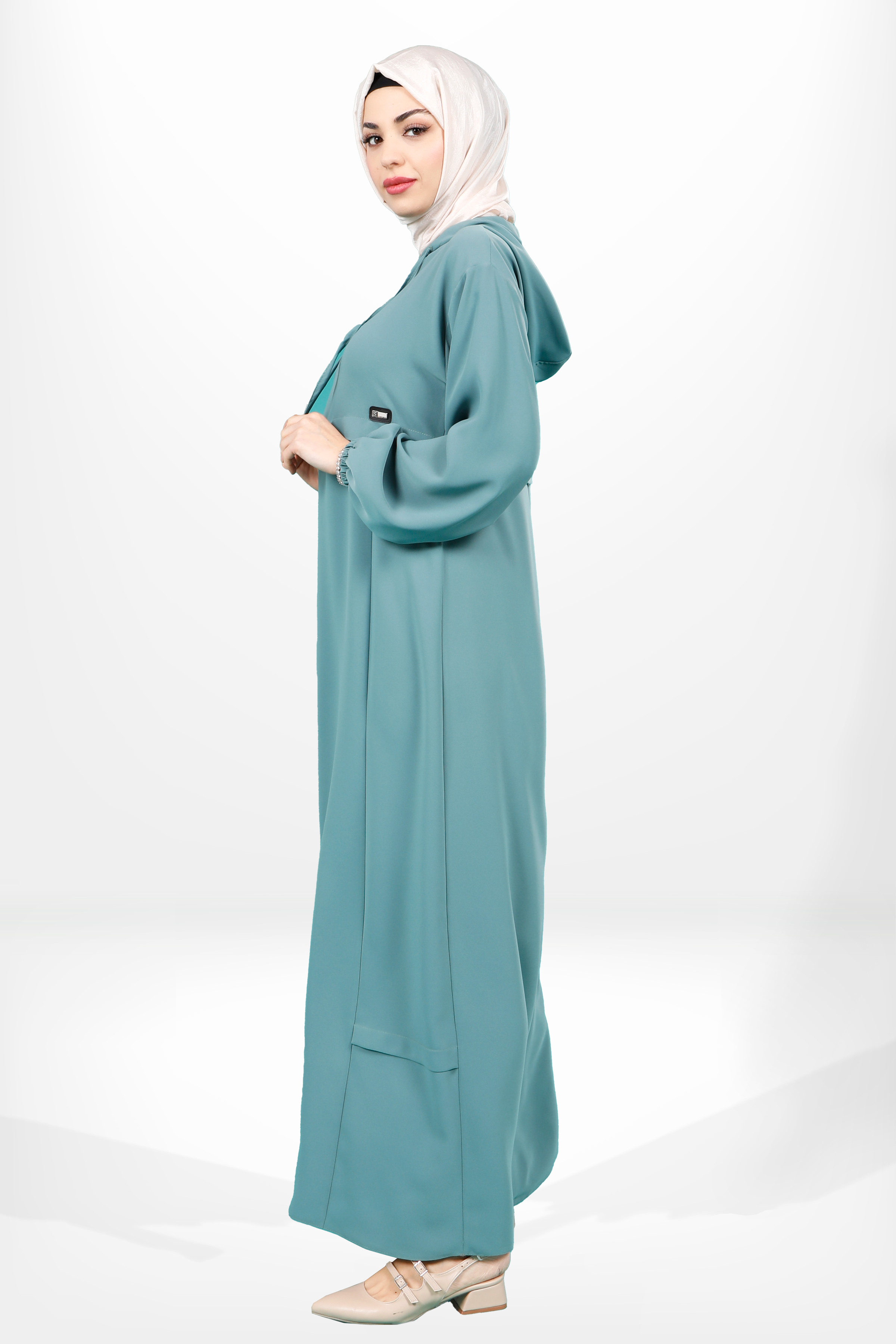 Beyza-5621 ELBİSE KAPŞONLU MİNT