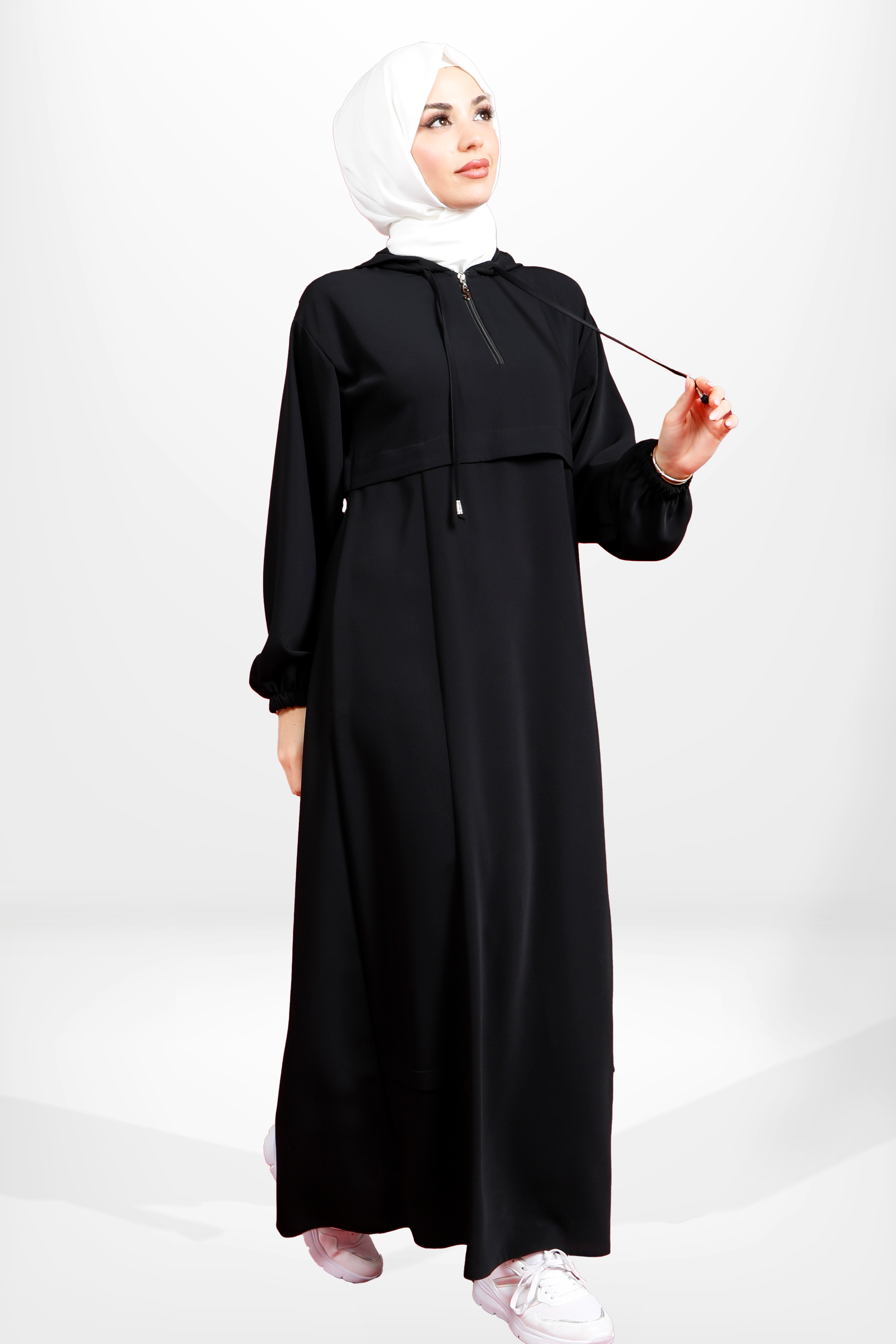 Beyza-5621 ELBİSE KAPŞONLU SİYAH