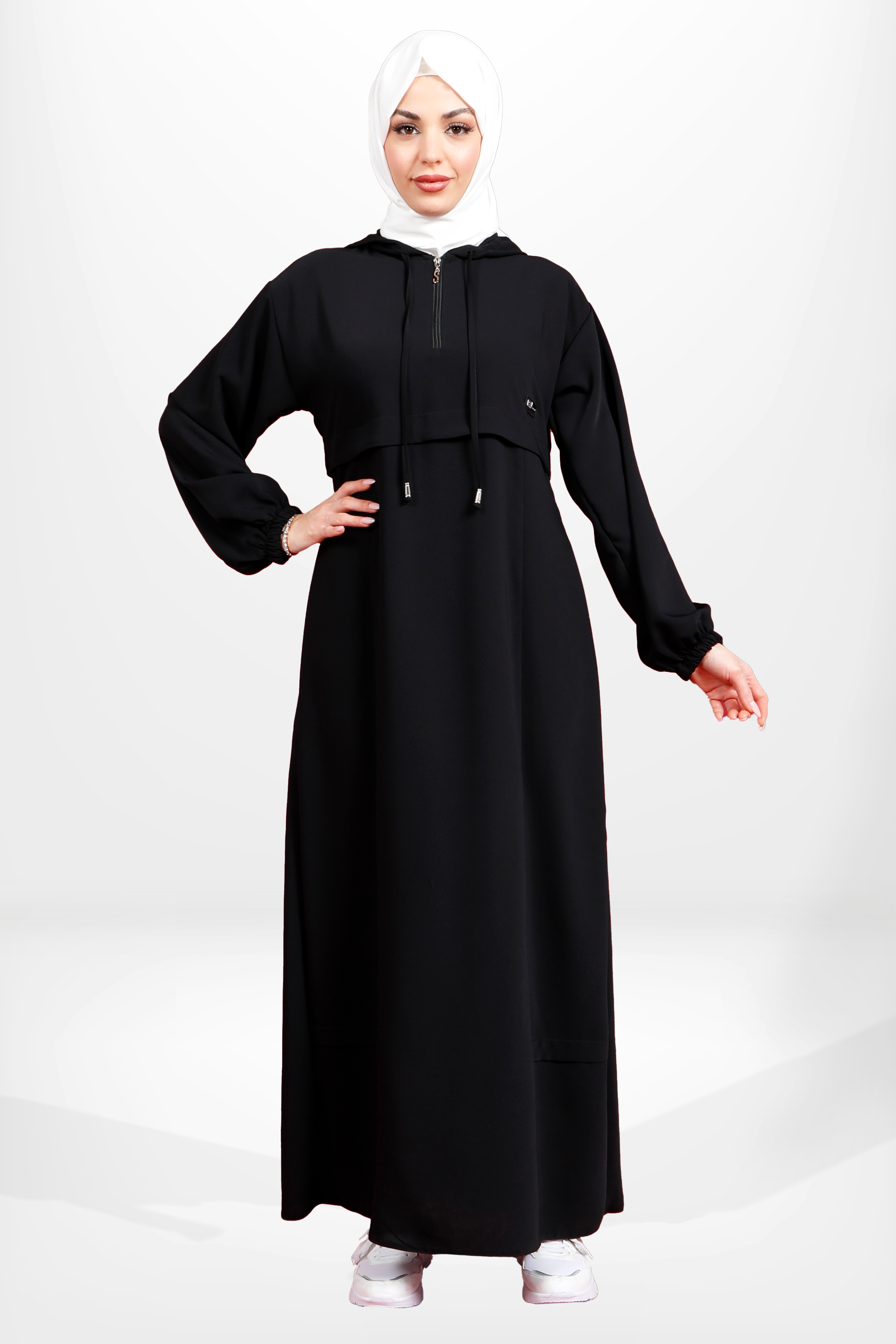 Beyza-5621 ELBİSE KAPŞONLU SİYAH