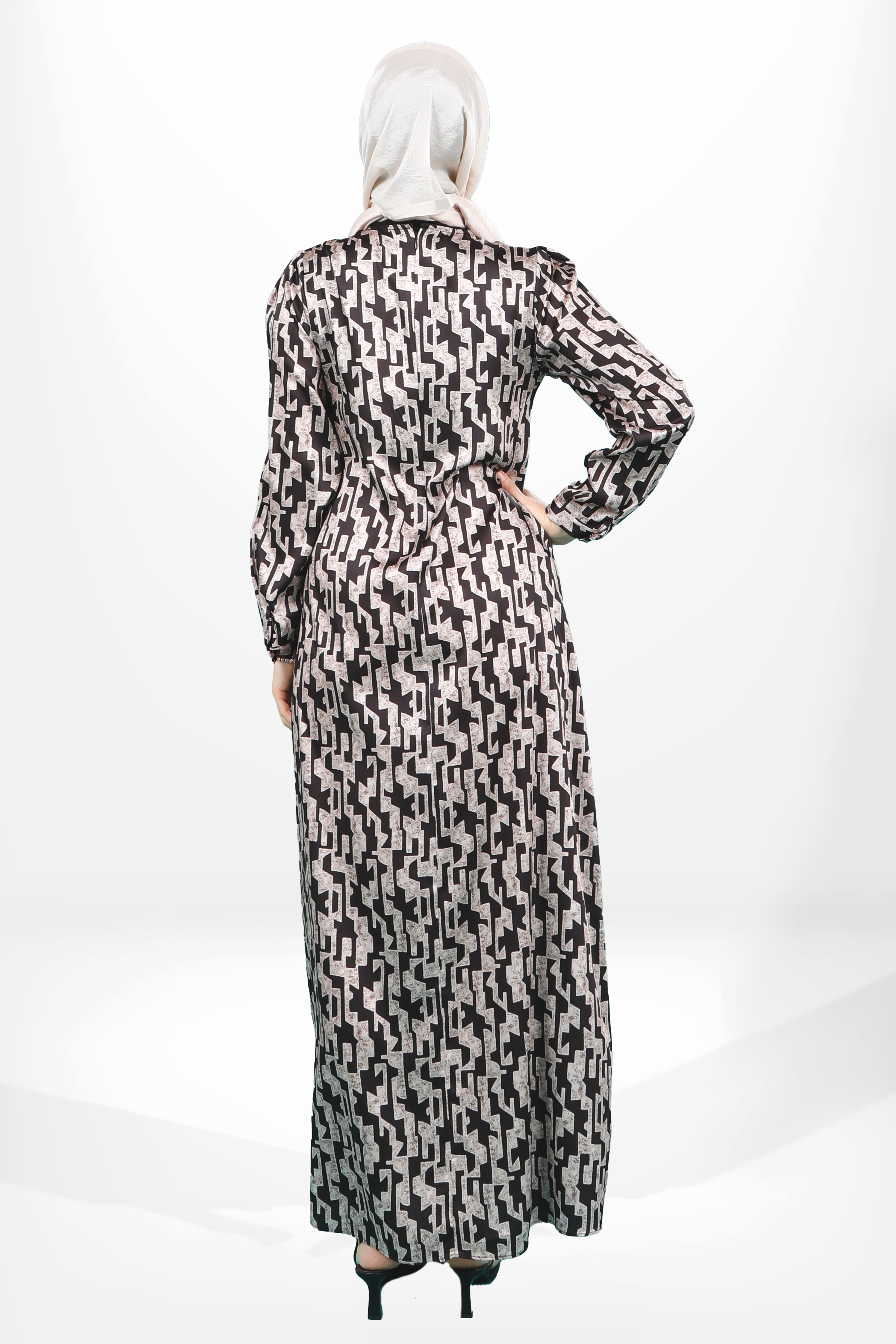 SheFA-5626 ELBİSE KARELİ SİYAH