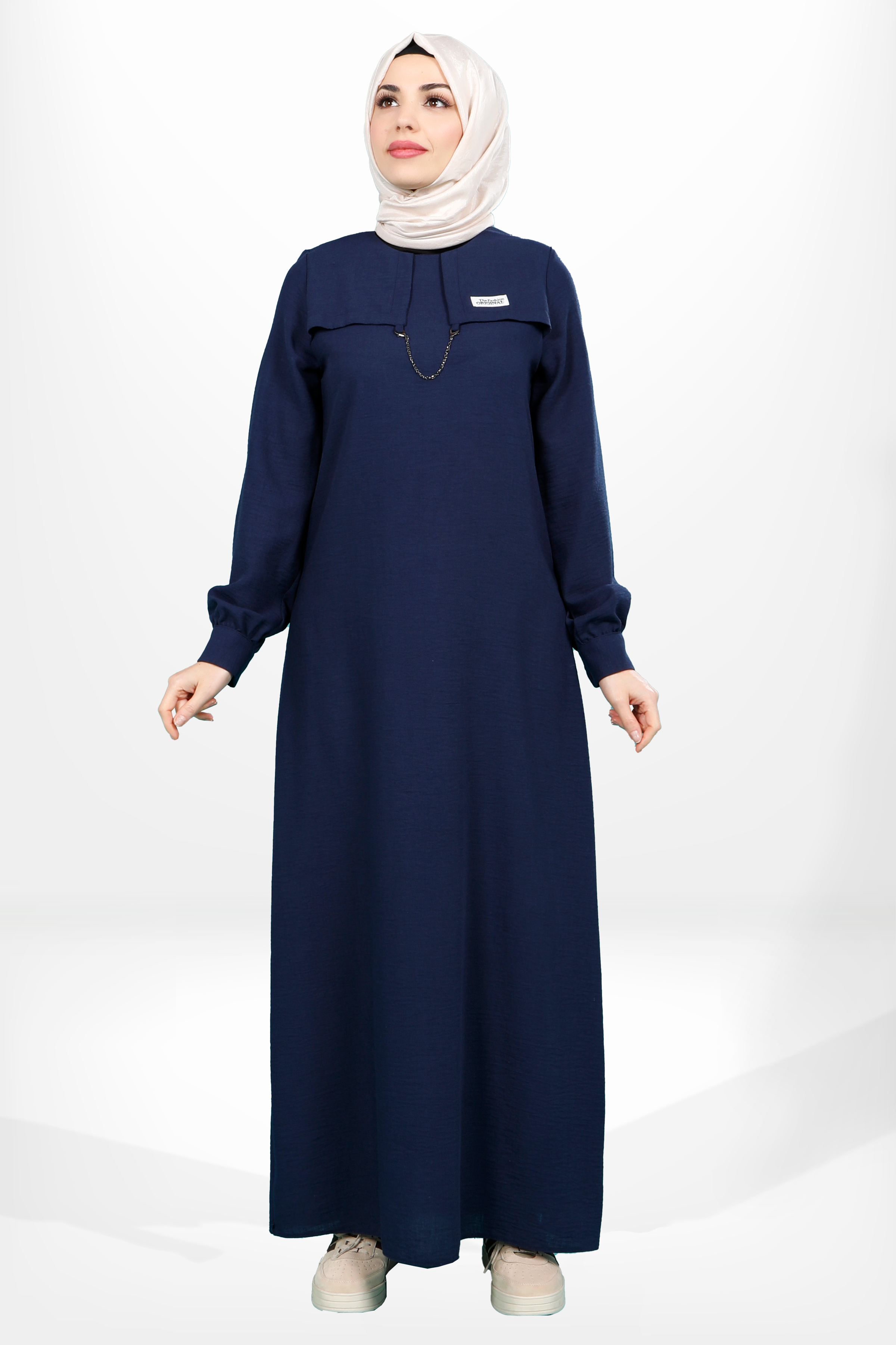 Beyza-5629 ELBİSE ZİNCİRLİ LACİVERT