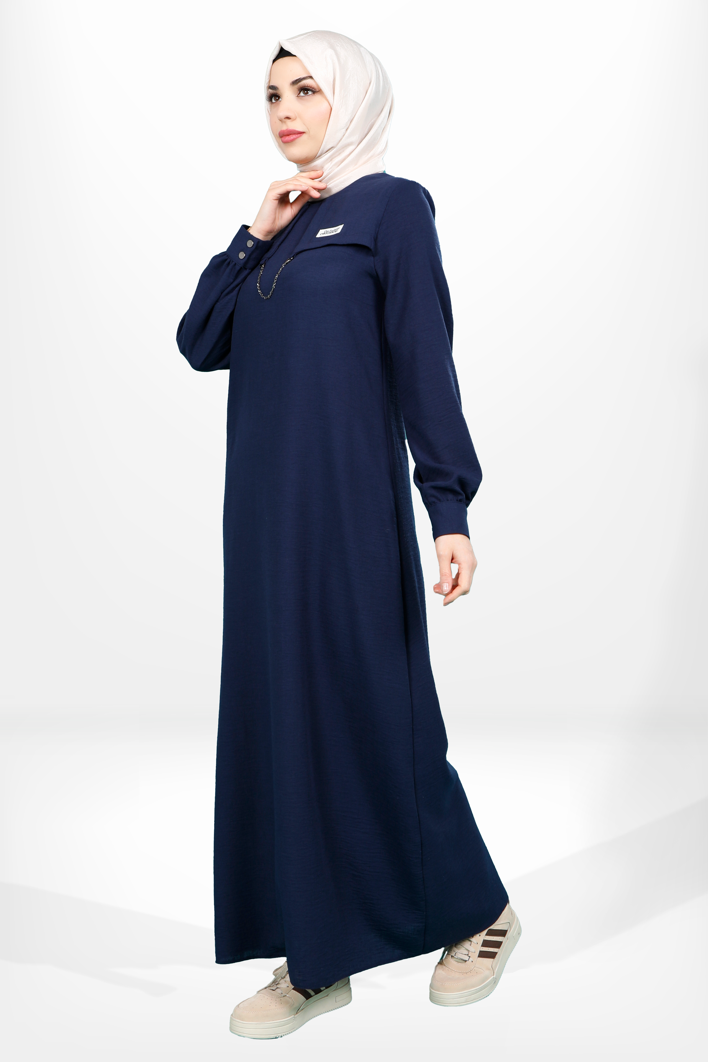 Beyza-5629 ELBİSE ZİNCİRLİ LACİVERT