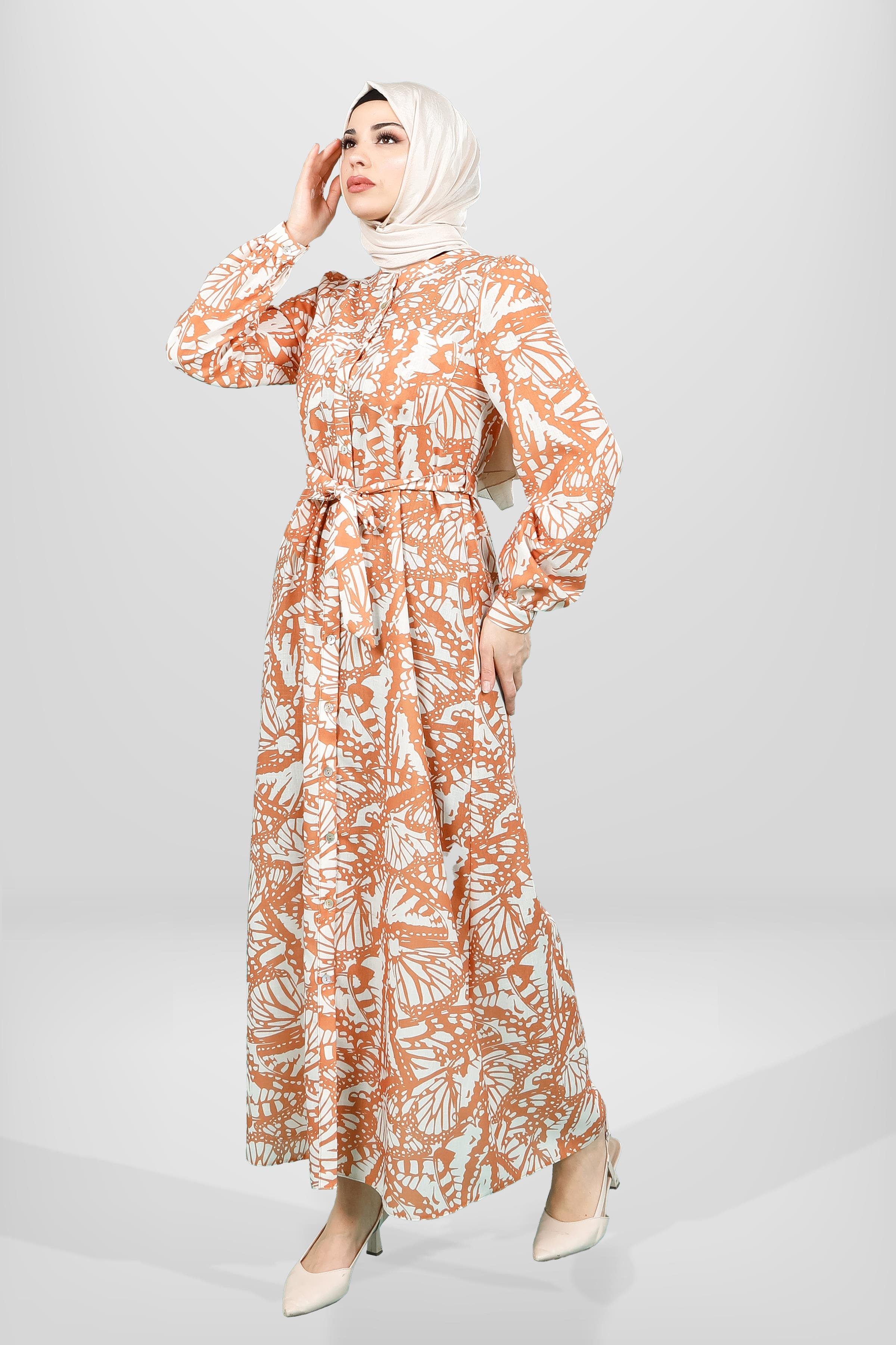 Beyza-5633 ELBİSE GÖMLEK ORANJ