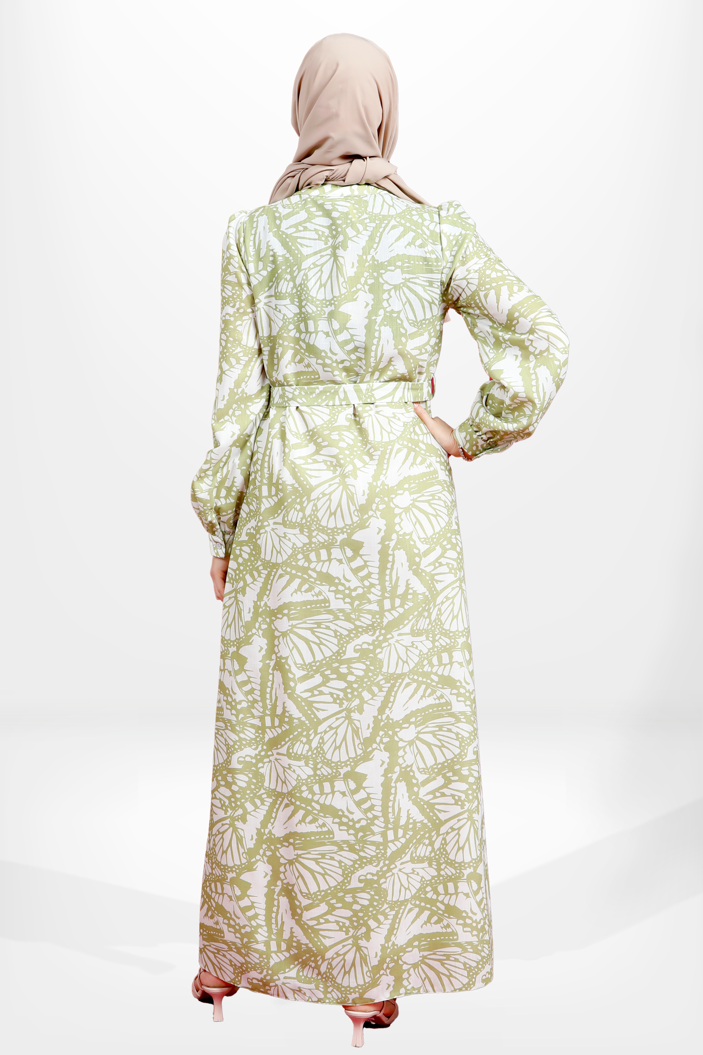 Beyza-5633 ELBİSE GÖMLEK YAĞ YEŞİLİ