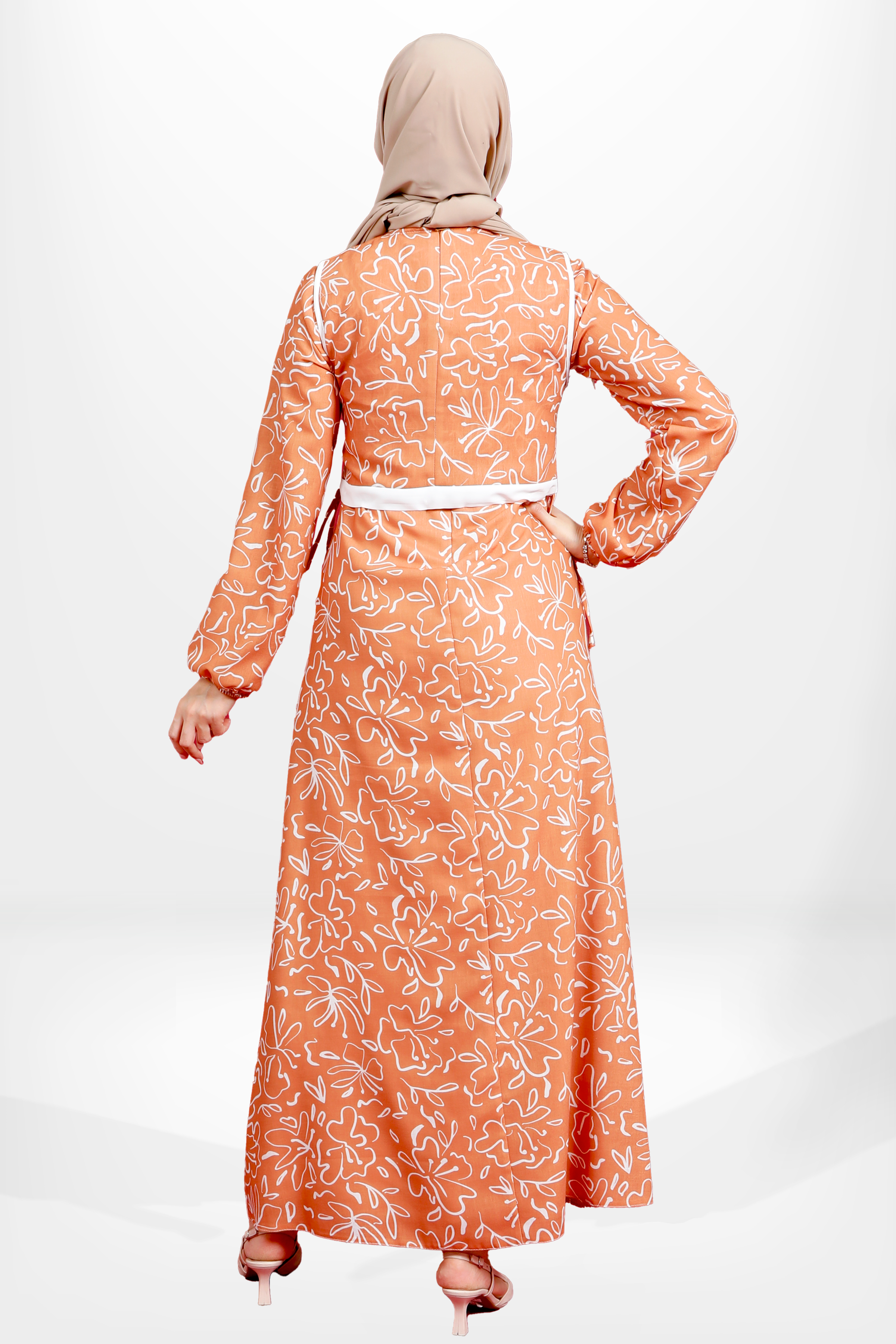 Beyza-5638 ELBİSE DESENLİ ORANJ