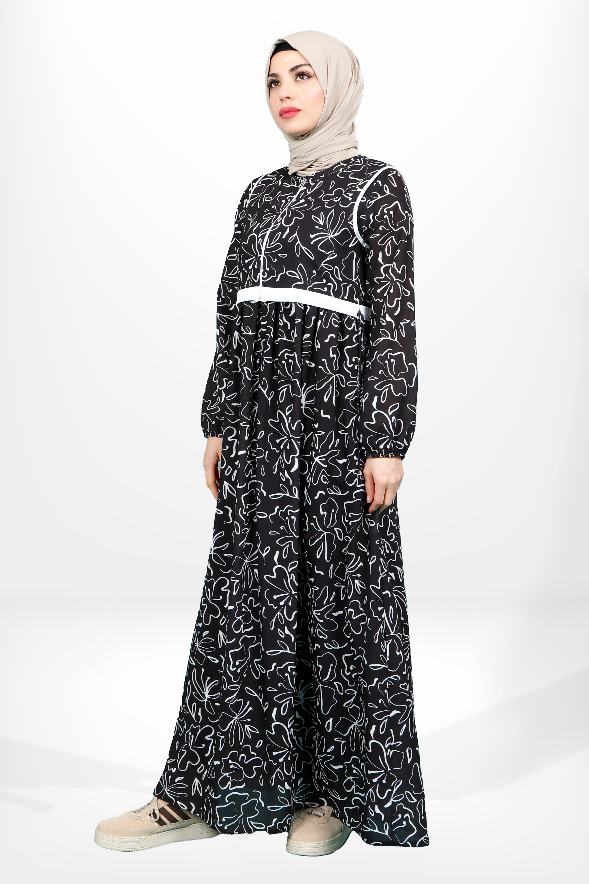 Beyza-5638 ELBİSE DESENLİ SİYAH