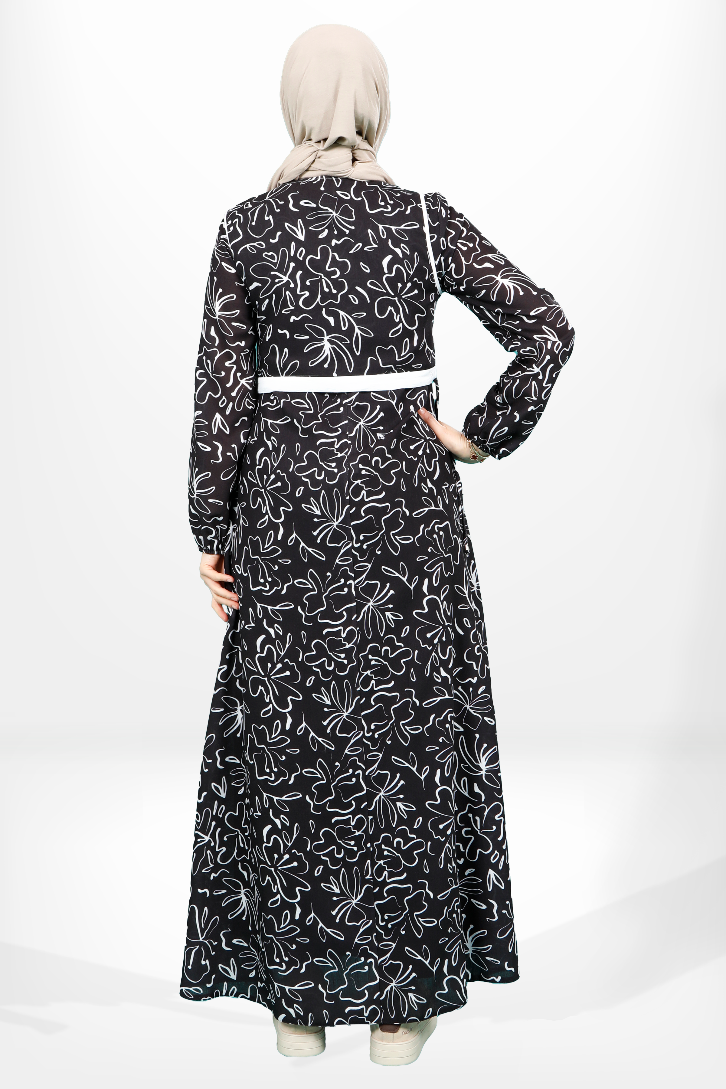 Beyza-5638 ELBİSE DESENLİ SİYAH