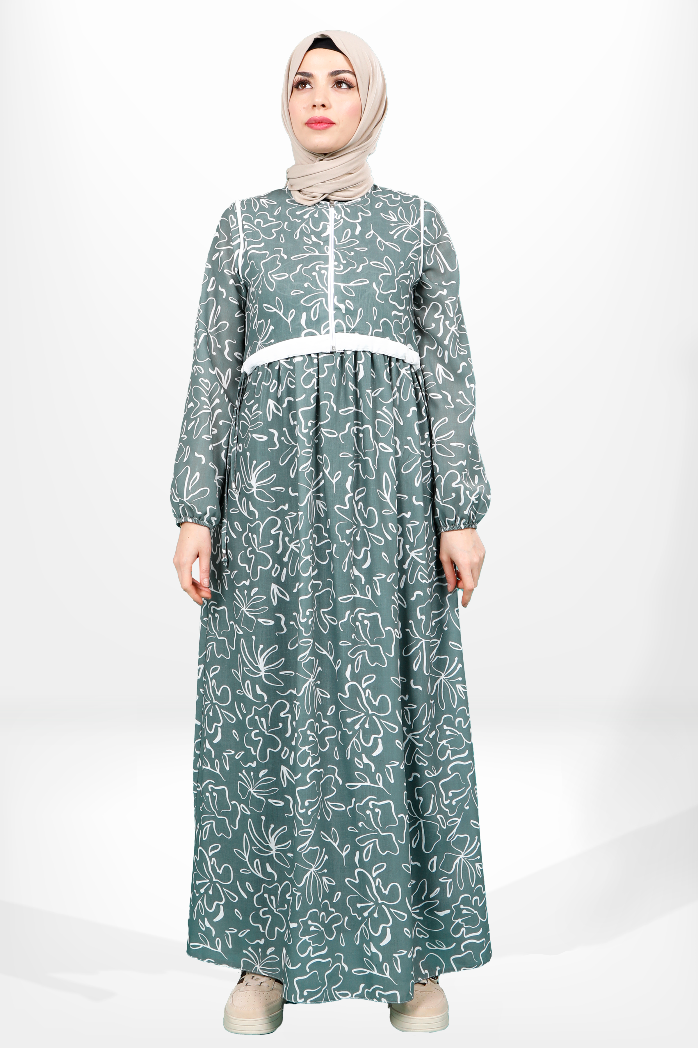 Beyza-5638 ELBİSE DESENLİ YEŞİL