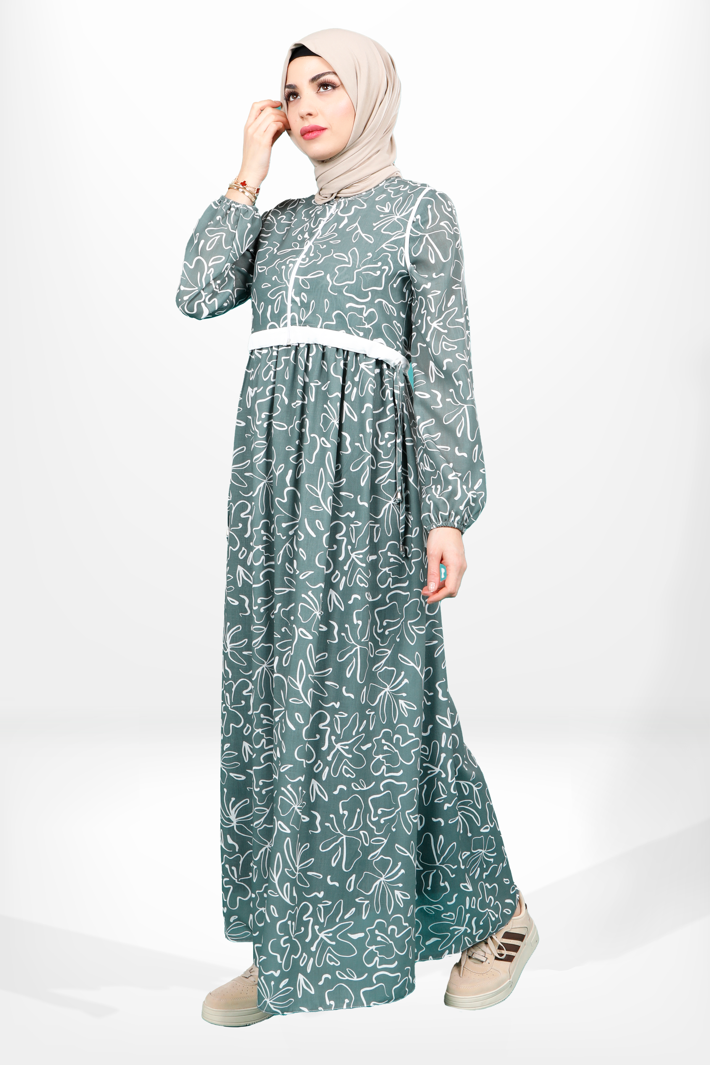 Beyza-5638 ELBİSE DESENLİ YEŞİL