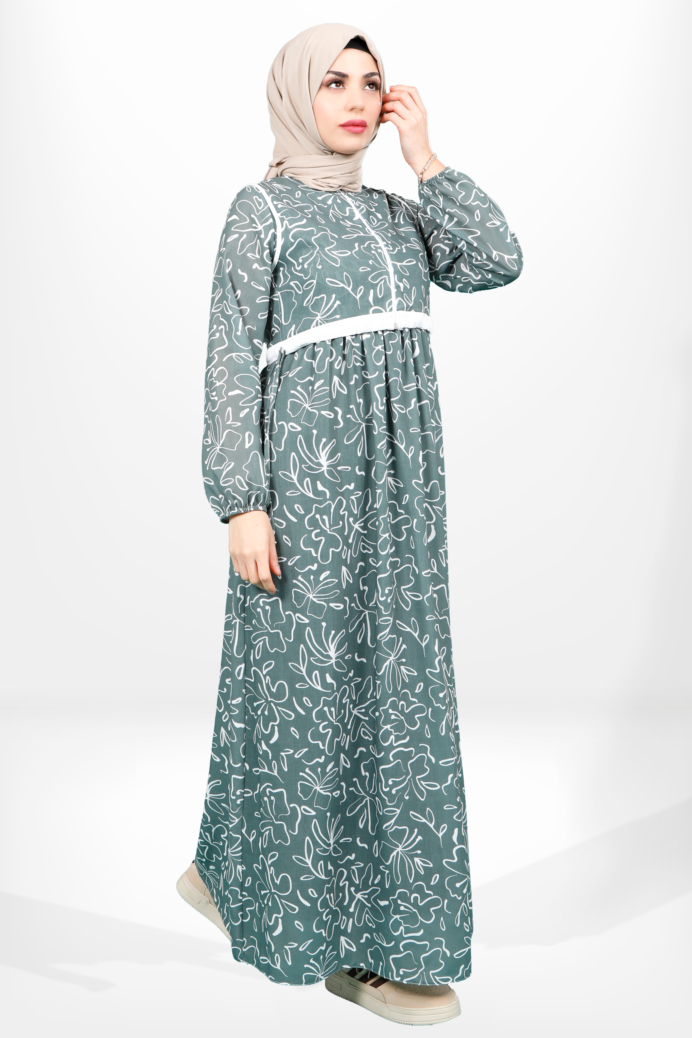 Beyza-5638 ELBİSE DESENLİ YEŞİL