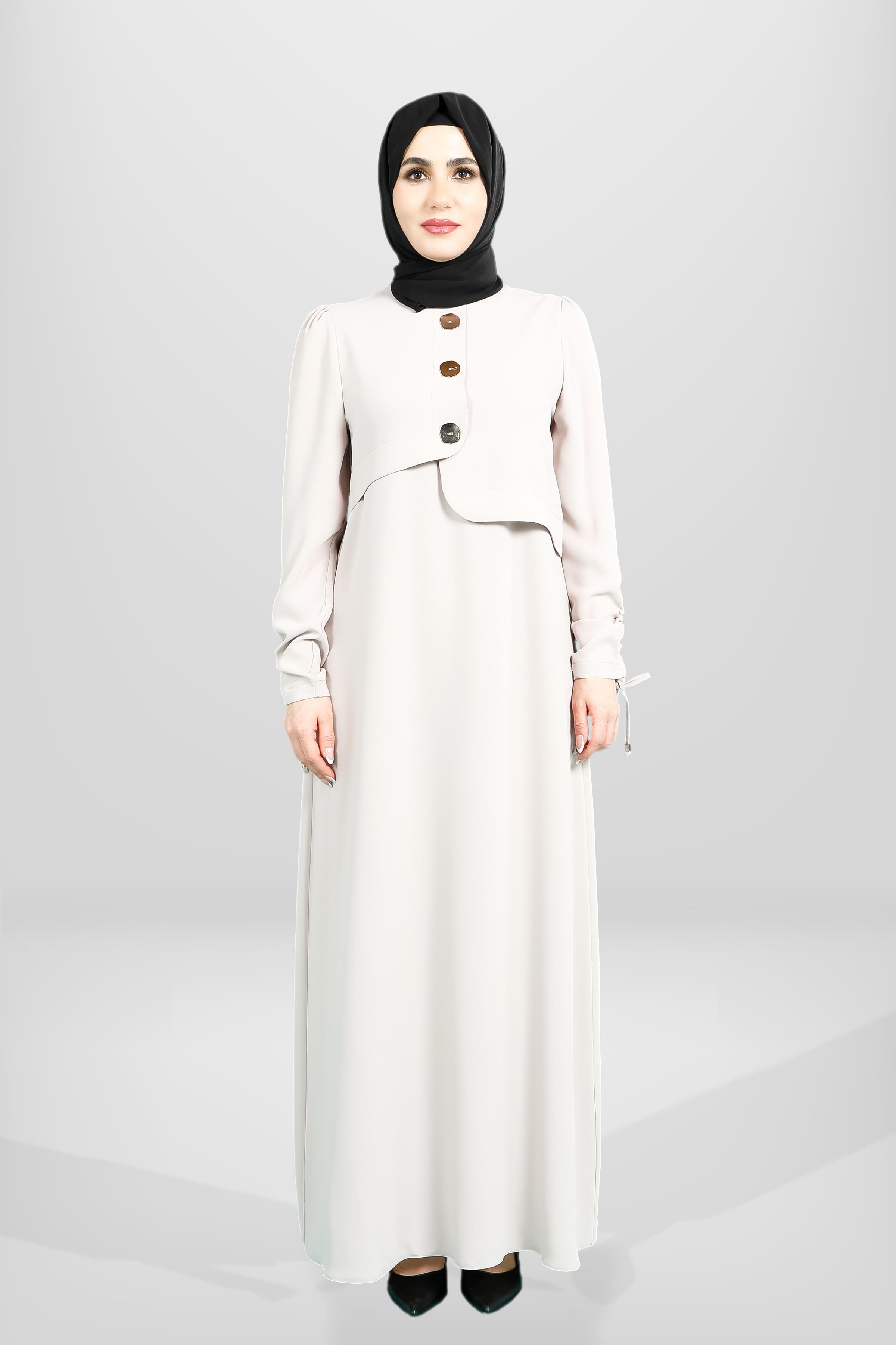 Beyza-5649 ELBİSE KOLU BÜZGÜLÜ BEJ