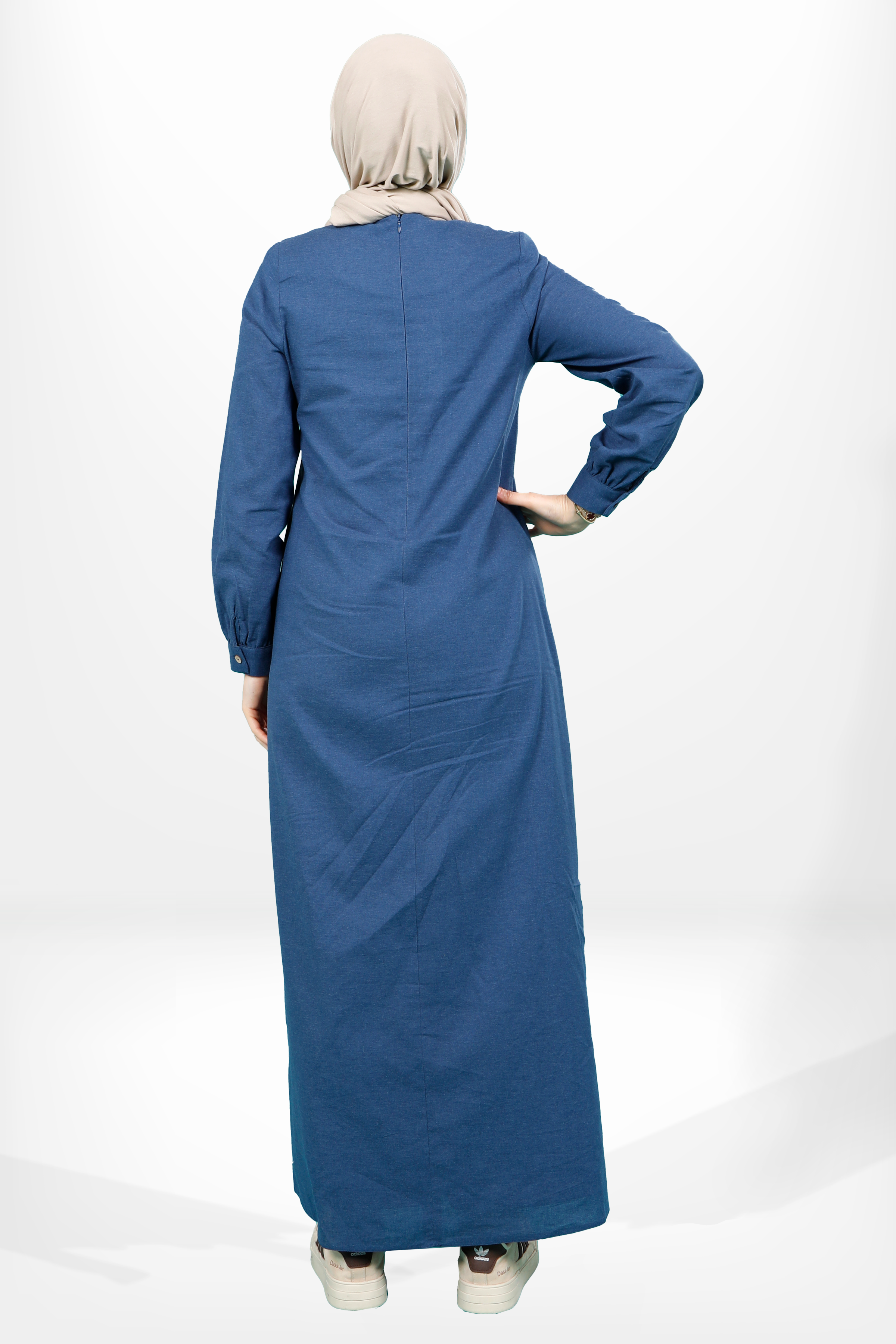 Beyza-5653 ELBİSE KETEN LACİVERT