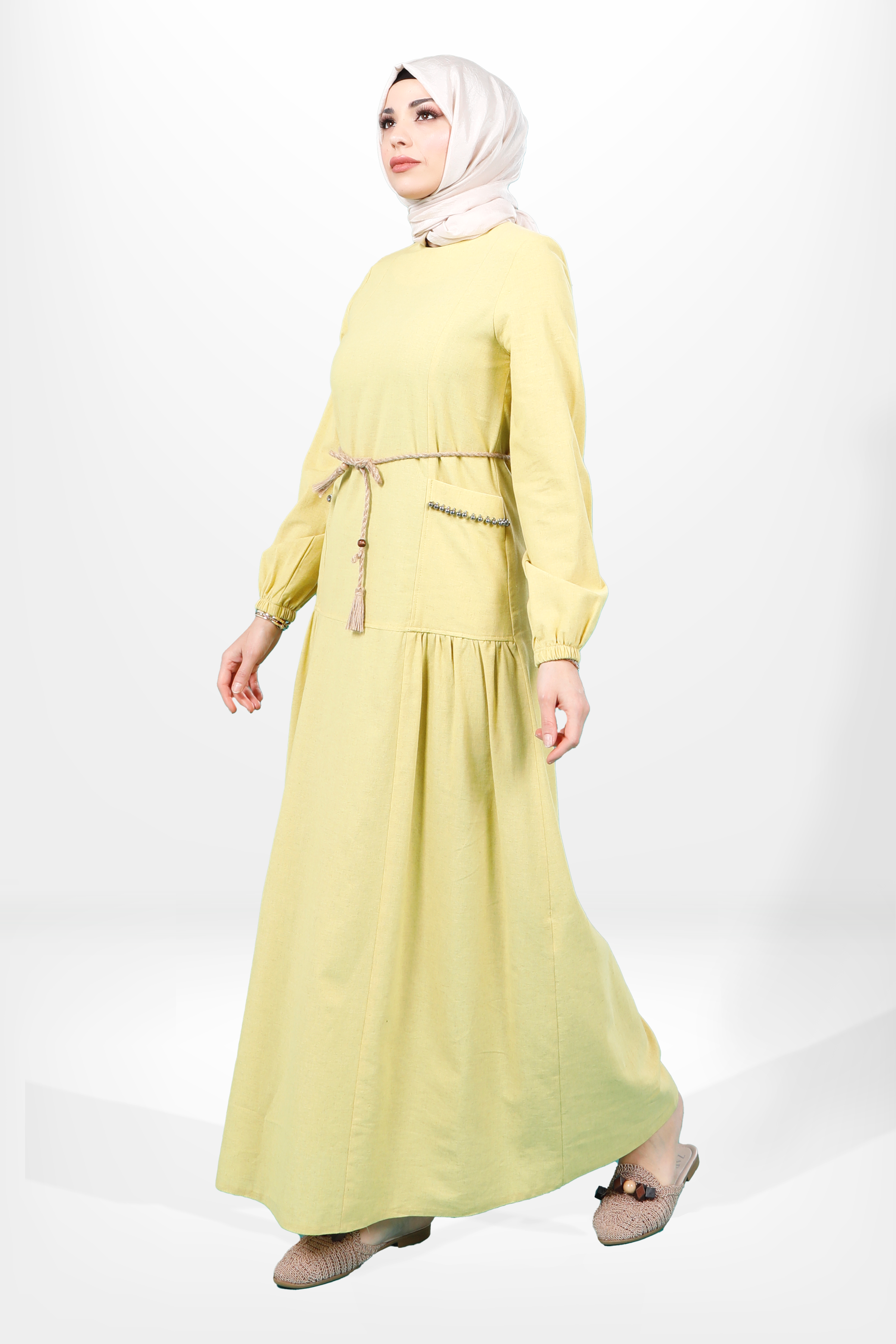 Beyza-5654 ELBİSE SARI