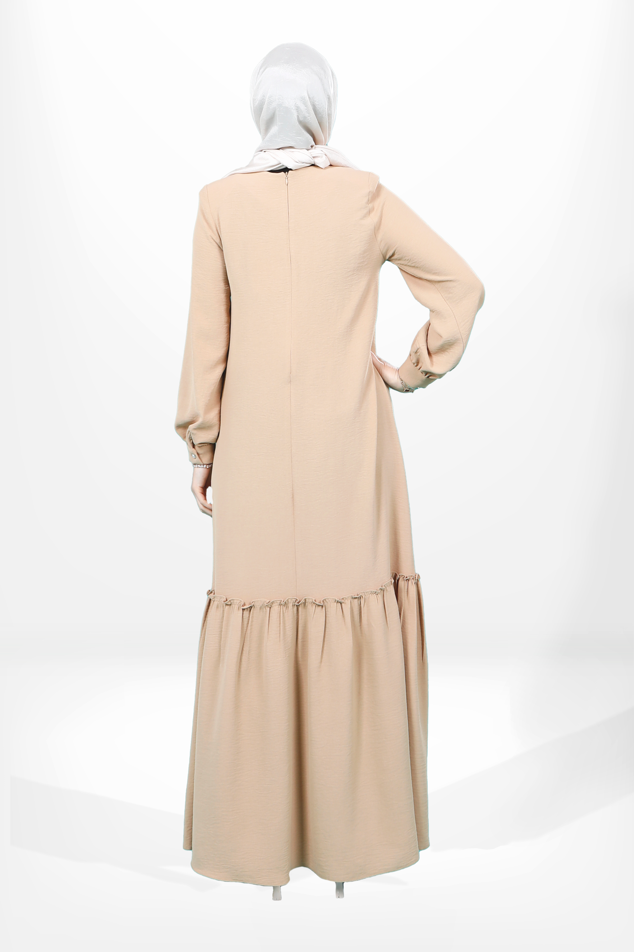Beyza-5656 ELBİSE ÇİÇEK BEJ
