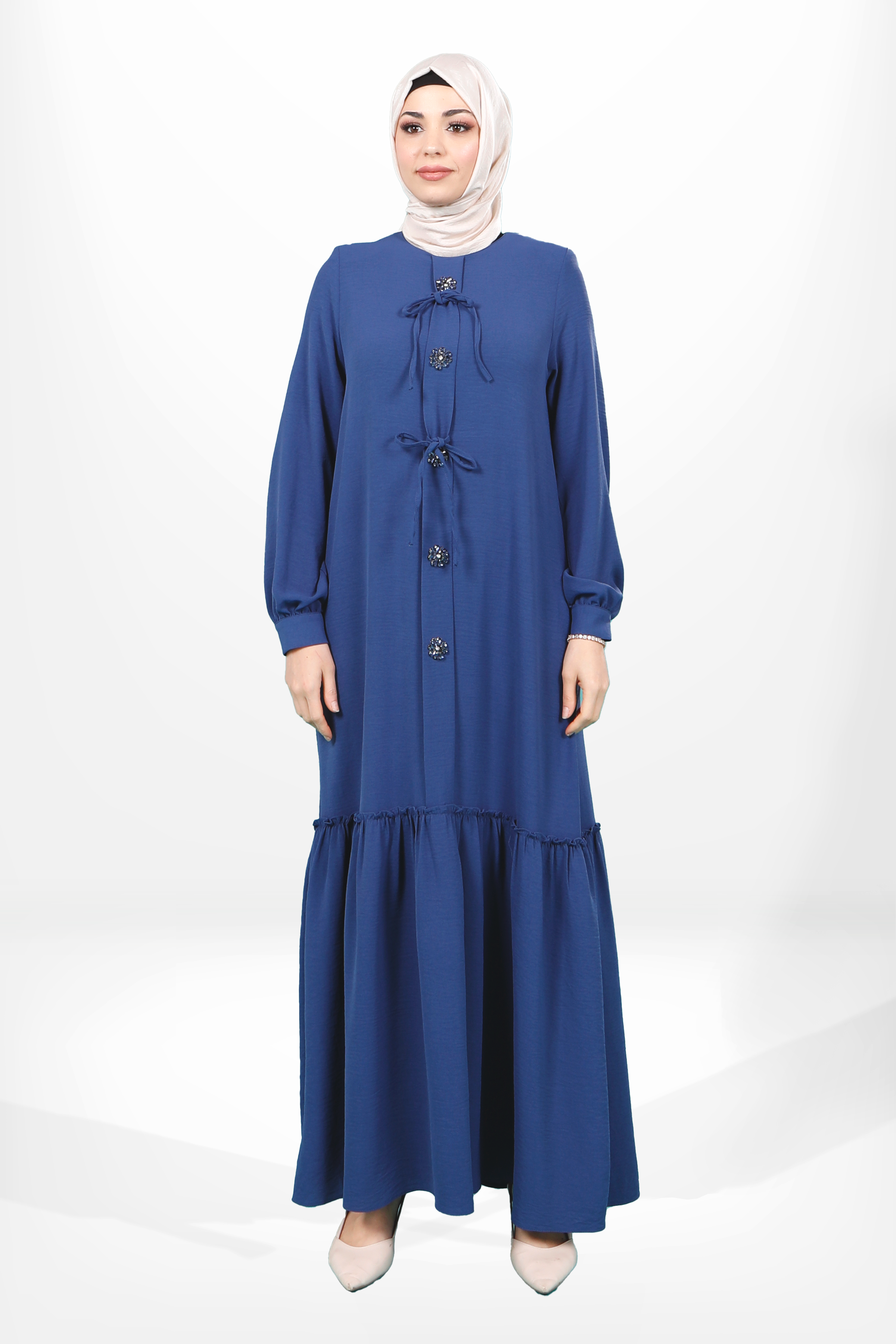 Beyza-5656 ELBİSE ÇİÇEK İNDİGO